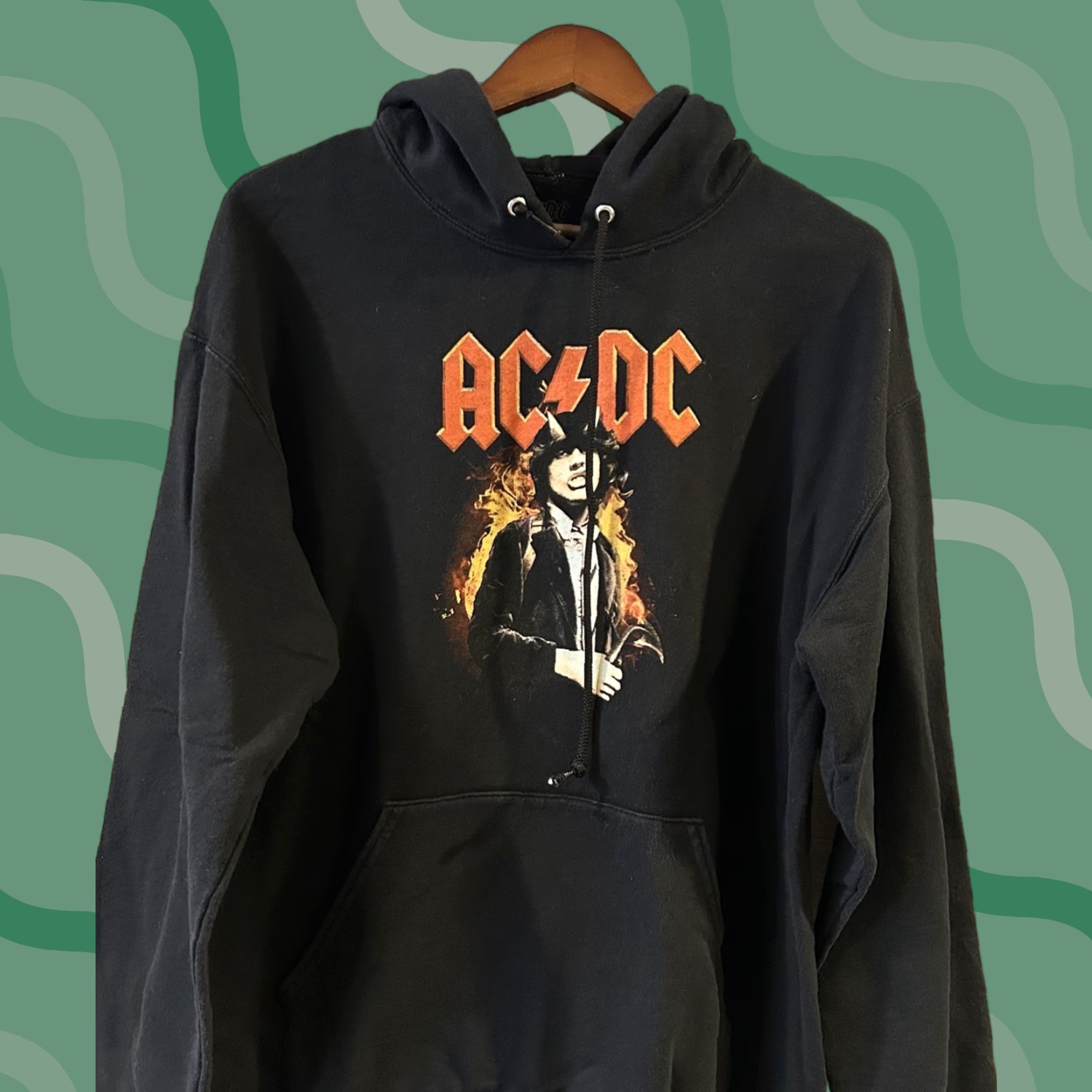 Vintage AC/DC Hoodie Mens Large Black Pullover Sweatshirt Highway to Hell Shirt Rock Music Cotton Blend Pullover Mens Size US L / EU 52-54 / 3 - 1 Thumbnail