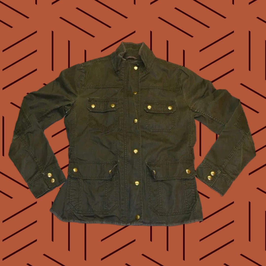 J.Crew J.CREW Downtown Field Jacket Coat S Olive Waxed Relaxed Boyfriend Womens Jacket Size S / US 4 / IT 40 - 1 Thumbnail