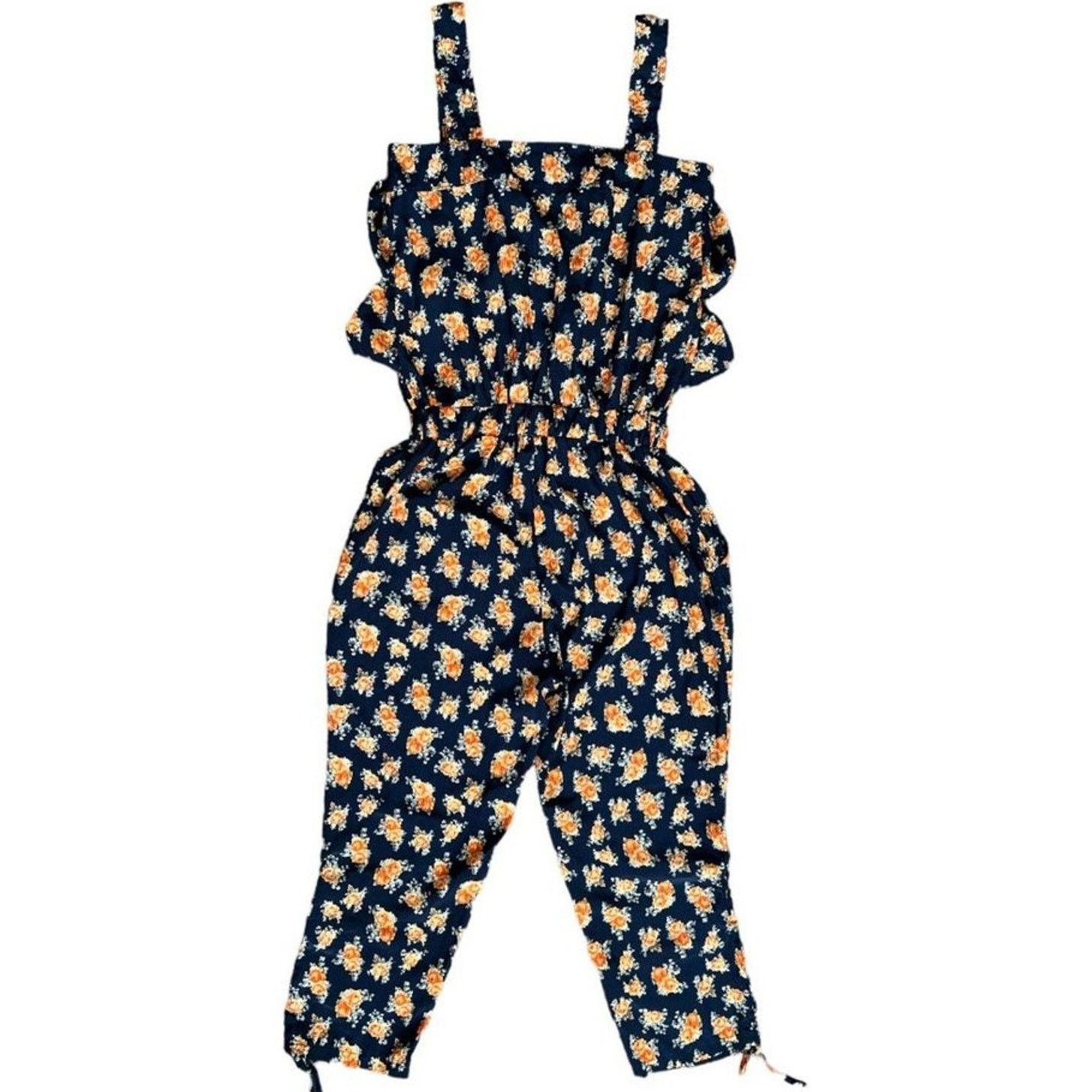 & Other Stories Trendcool Navy Orange Floral Jumpsuit, M Size 28" / US 6 / IT 42 - 5 Thumbnail