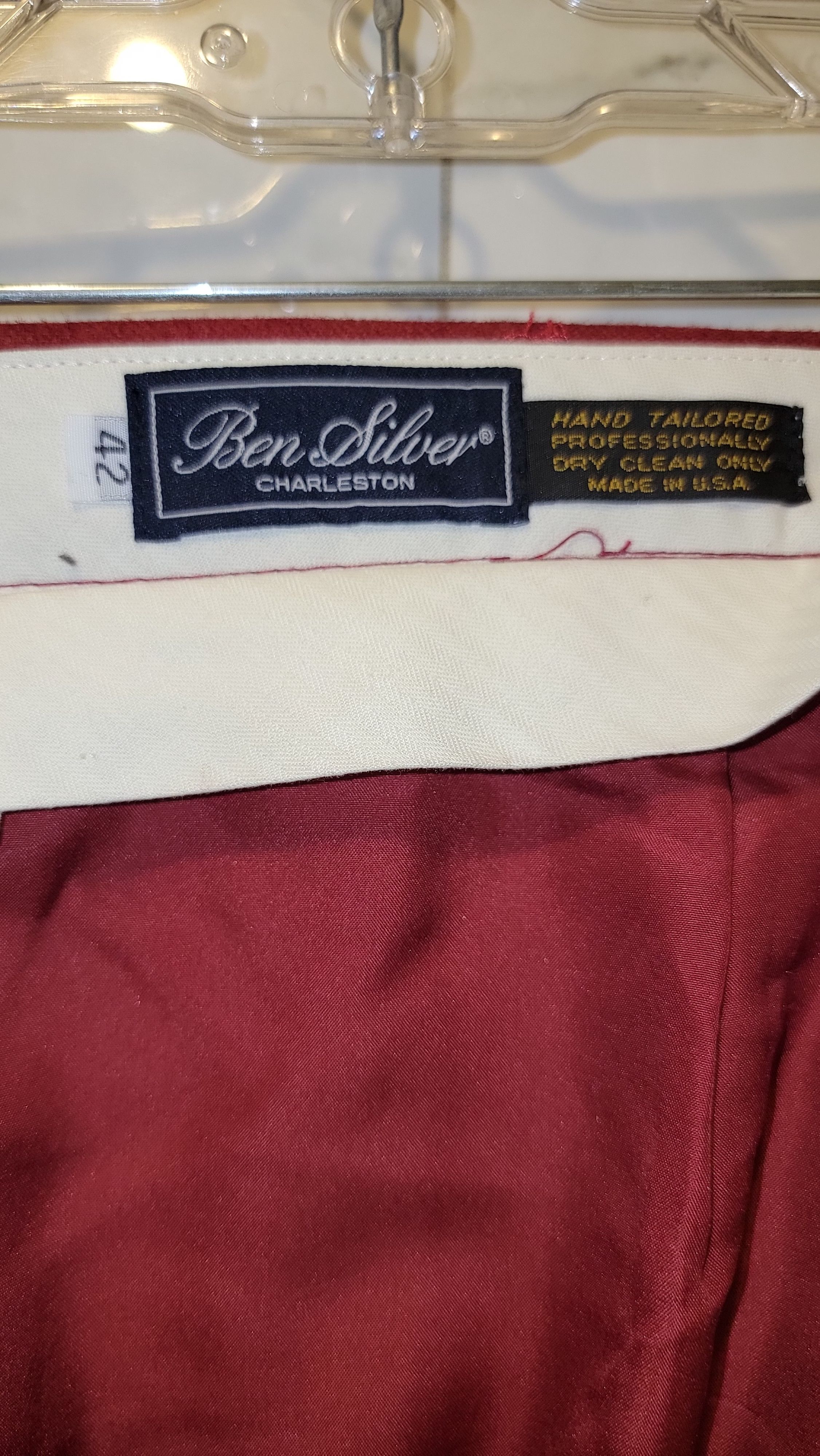 Ben Silver Deep Red wool dress pants Size 42R - 2 Thumbnail