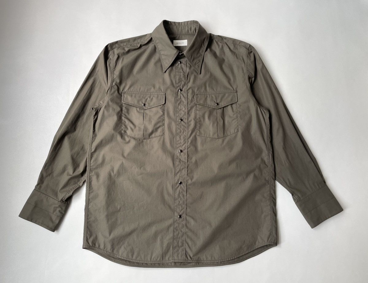 Pre-owned Lemaire S/s 24 ‘espresso' Cotton Western Shirt In Green