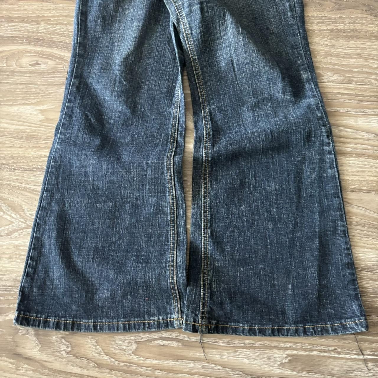 Japanese Brand Crazy Vintage Y2K/2000s Grunge Dark Wash Flared Denim Jeans! 36x28 Size US 36 / EU 52 - 6 Thumbnail