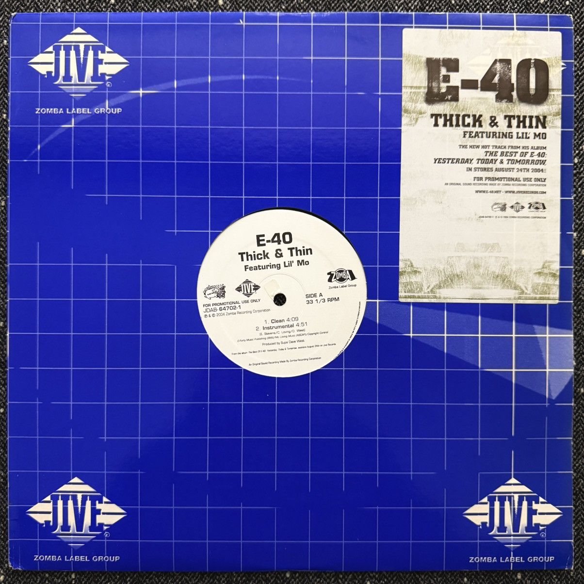 Vintage HIP HOP RAP VINYL RECORD E-40 – Thick & Thin Size ONE SIZE - 2 Thumbnail