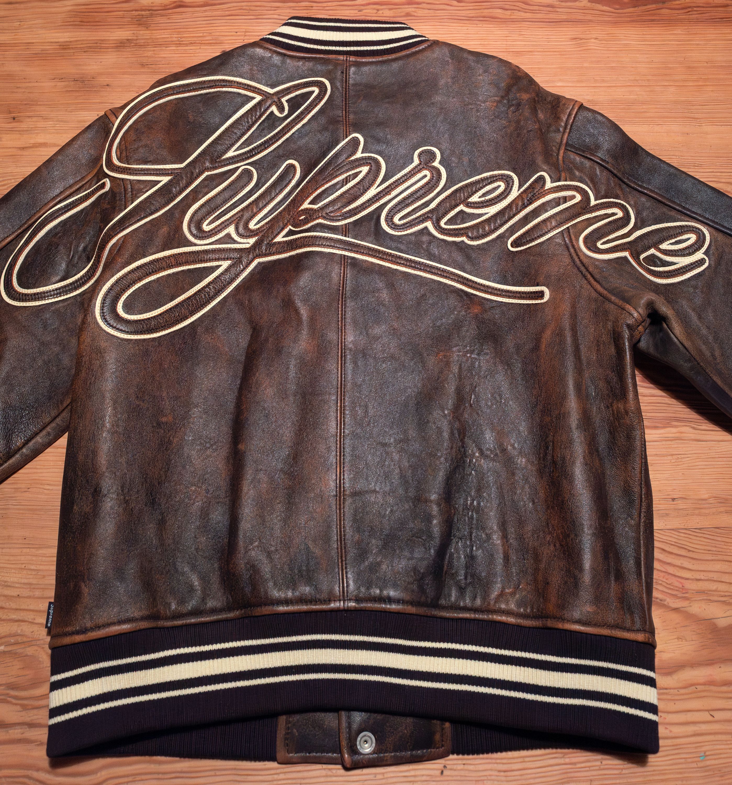 Supreme Supreme Leather Varsity Jacket Size US M / EU 48-50 / 2 - 3 Thumbnail