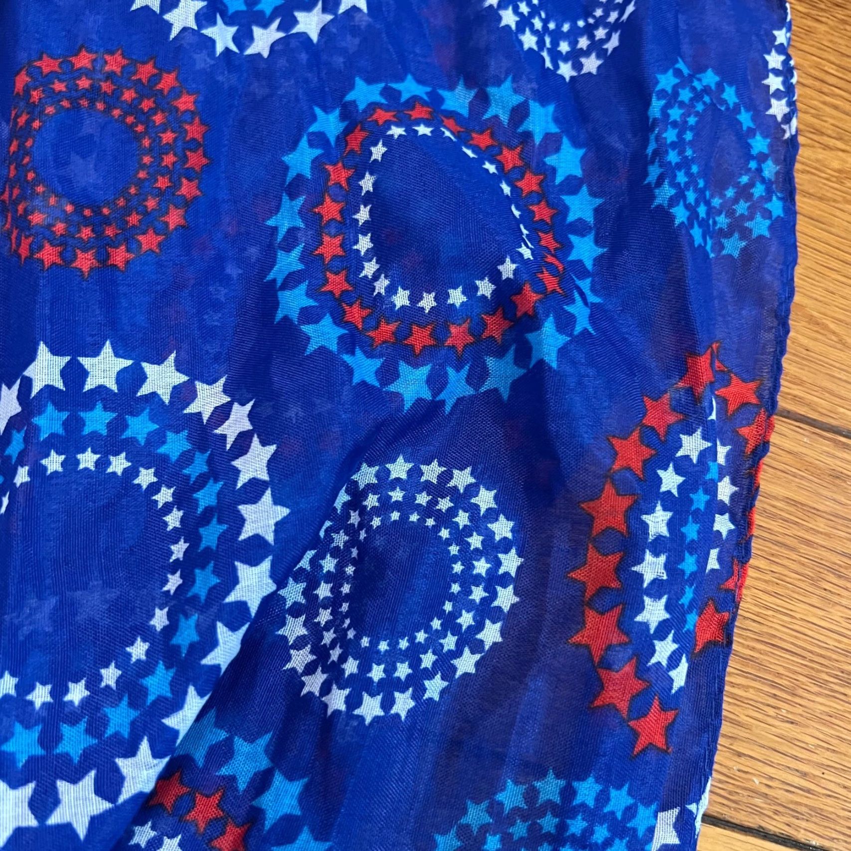 Vintage Greenbrier International Womens Blue Star Print Rectangle Scarf Size 13" X 62" Size ONE SIZE - 3 Thumbnail