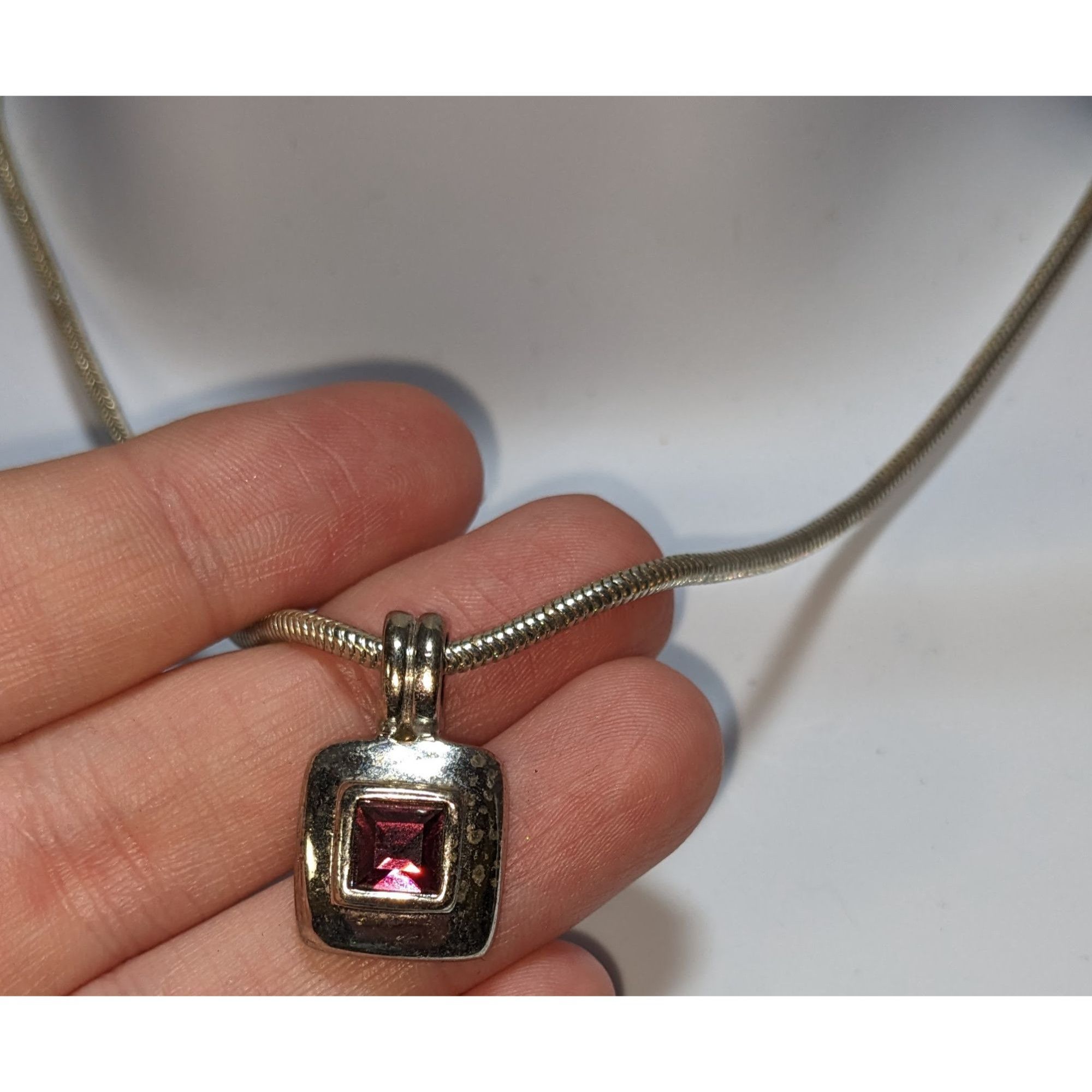 Other Vintage Square Pendant Necklace With Purple Faceted Stone Size ONE SIZE - 7 Thumbnail