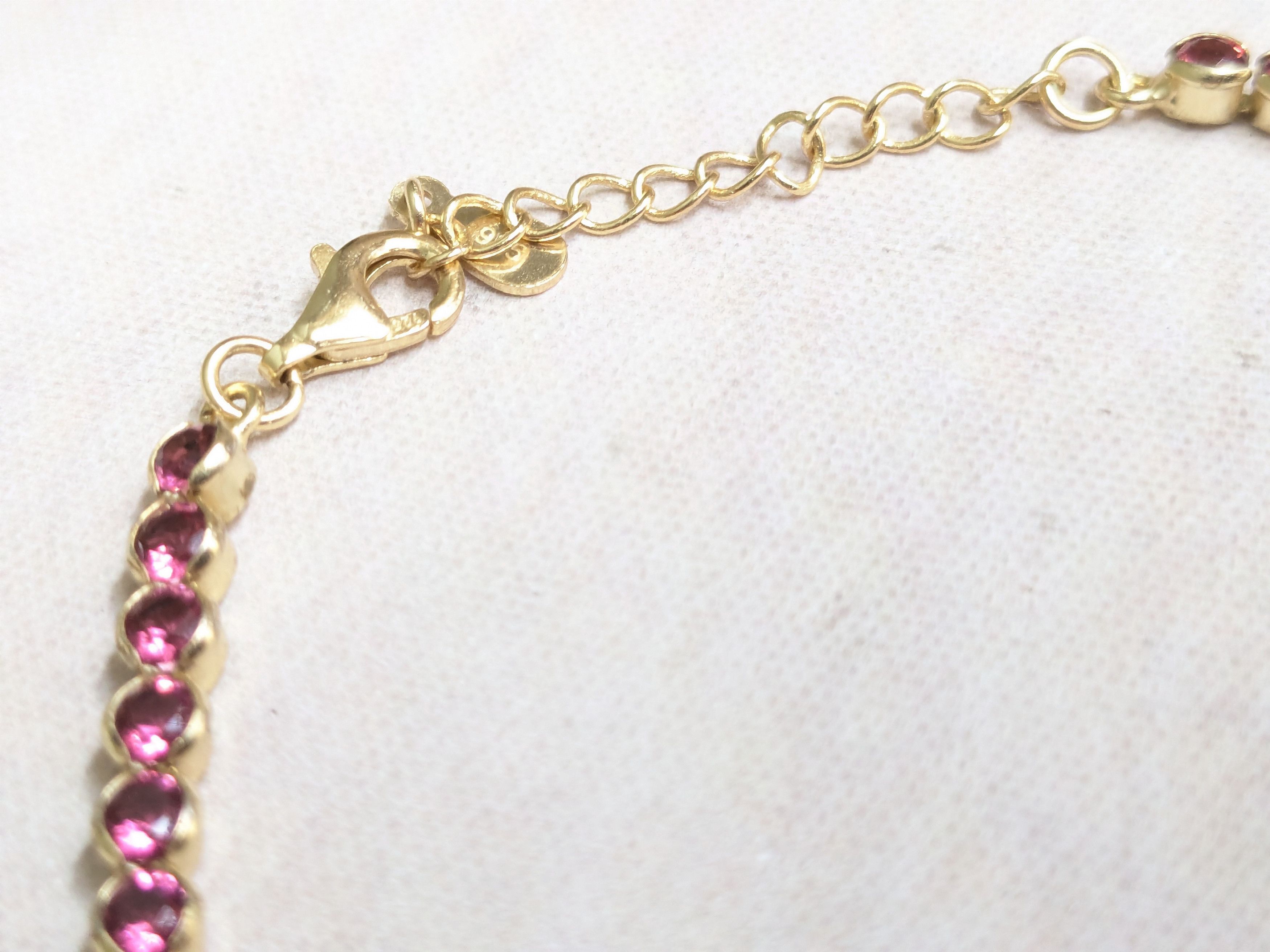 Sterling Silver Sterling Silver Tennis Bracelet Pink Round 8.25" Size ONE SIZE - 4 Thumbnail