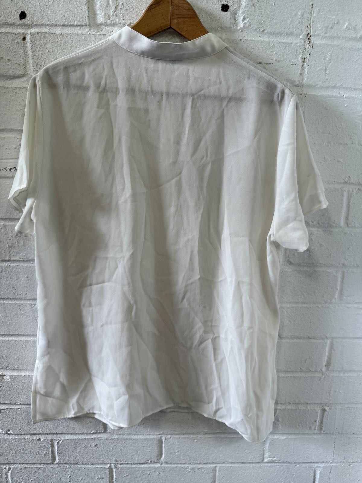 Designer Elegant White Short-Sleeve Blouse with - Size UK 16 Size XL / US 12-14 / IT 48-50 - 3 Thumbnail