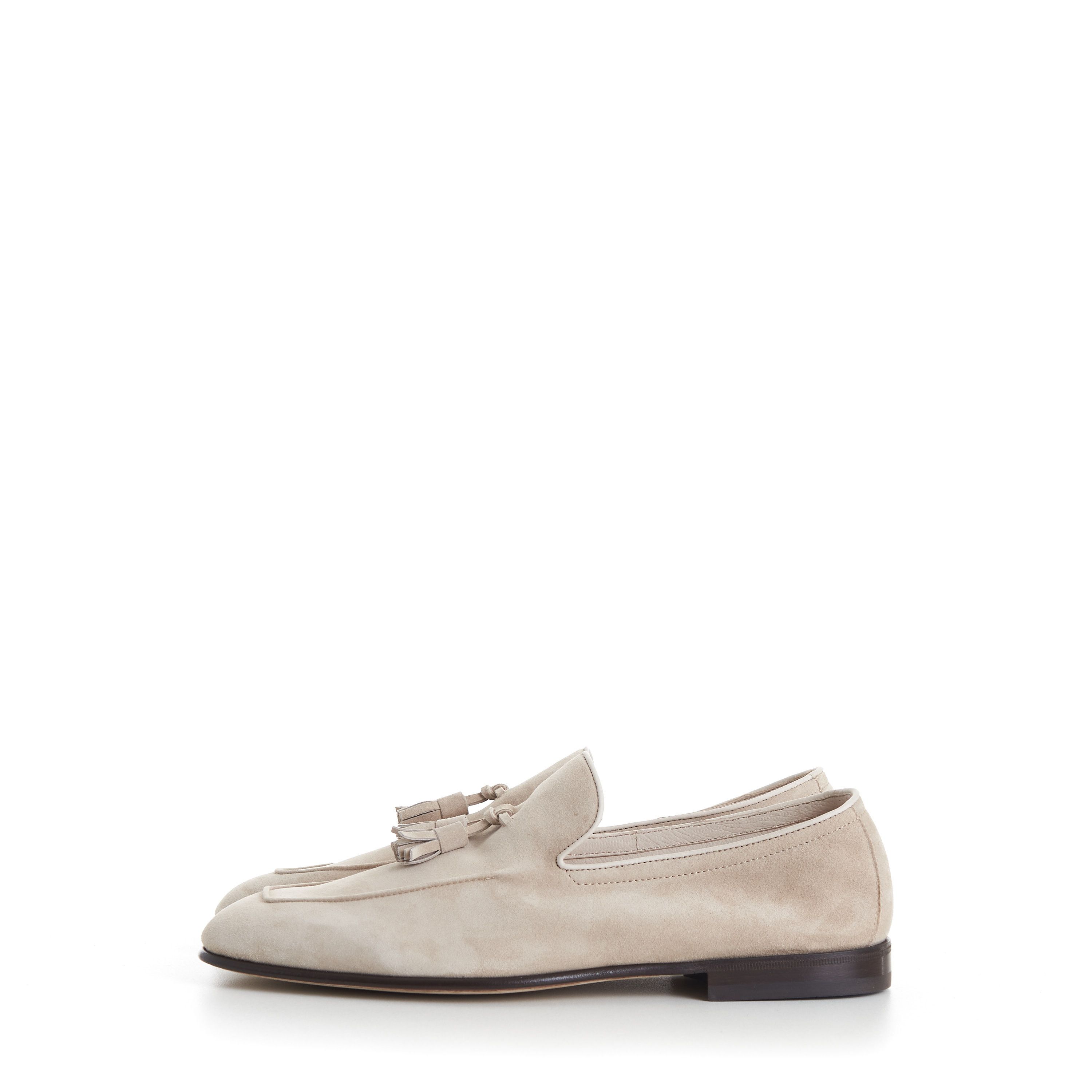 Brunello Cucinelli Sand Suede Unlined Loafers With Tassels Size US 10.5 / EU 43-44 - 5 Thumbnail