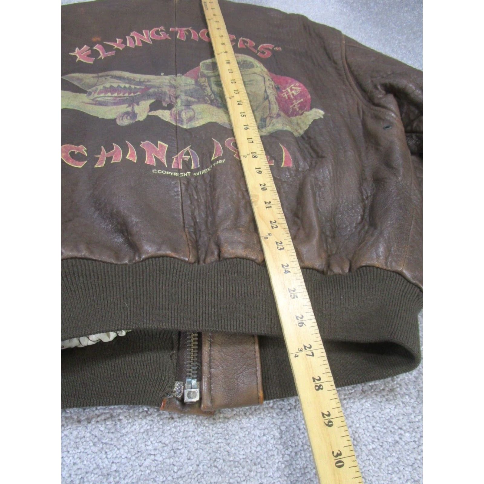 Avirex Avirex Jacket Mens L Brown Leather Bomber Short Zip Casual 2 Air Force Flying Tigers China Size US L / EU 52-54 / 3 - 6 Thumbnail