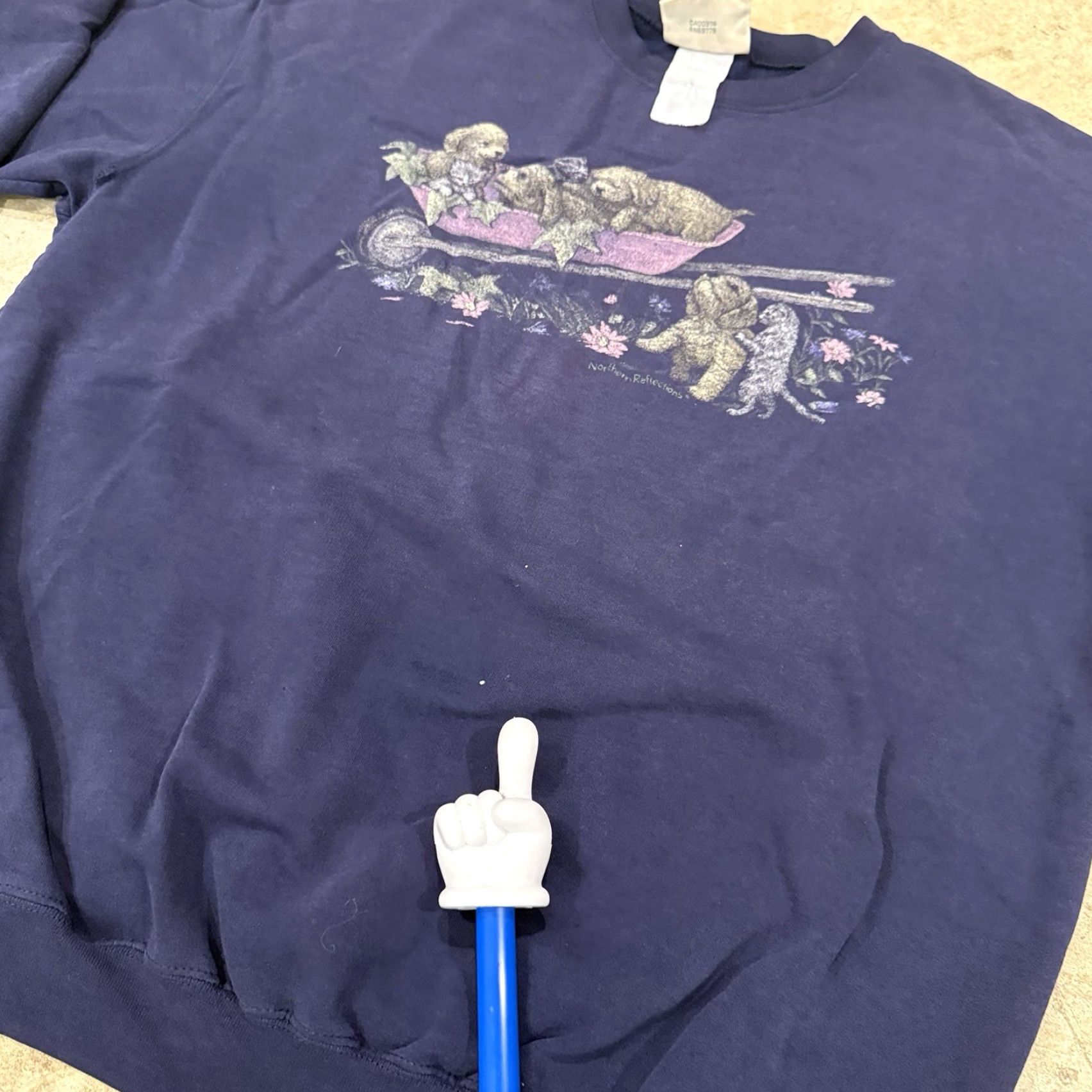 Northern Reflections VINTAGE Northern Reflections Sweatshirt Art Blue L Pullover Reflective Mens Large Distressed Puppy Kitten/Kitten Art Size US L / EU 52-54 / 3 - 6 Thumbnail