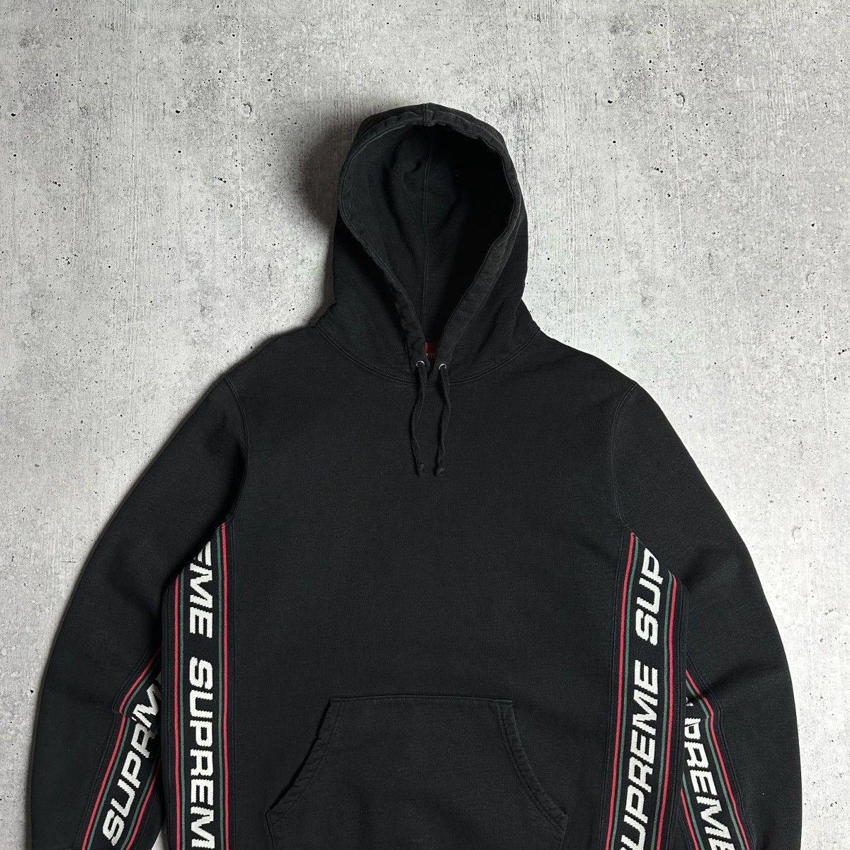 Supreme Supreme Text Rib Black Faded Hoodie Sweatshirt AW19 Size US M / EU 48-50 / 2 - 4 Thumbnail