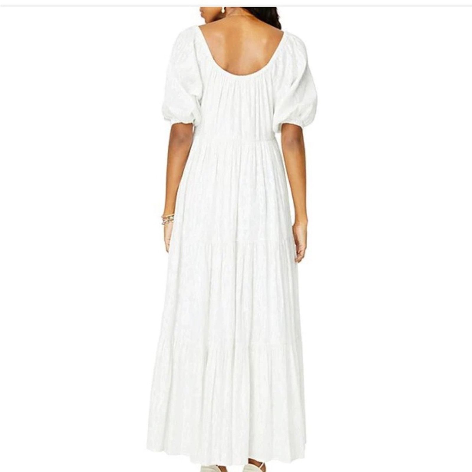 Other Roller Rabbit Zara Puff-Sleeve Maxi Dress Silver Small Size S / US 4 / IT 40 - 2 Thumbnail