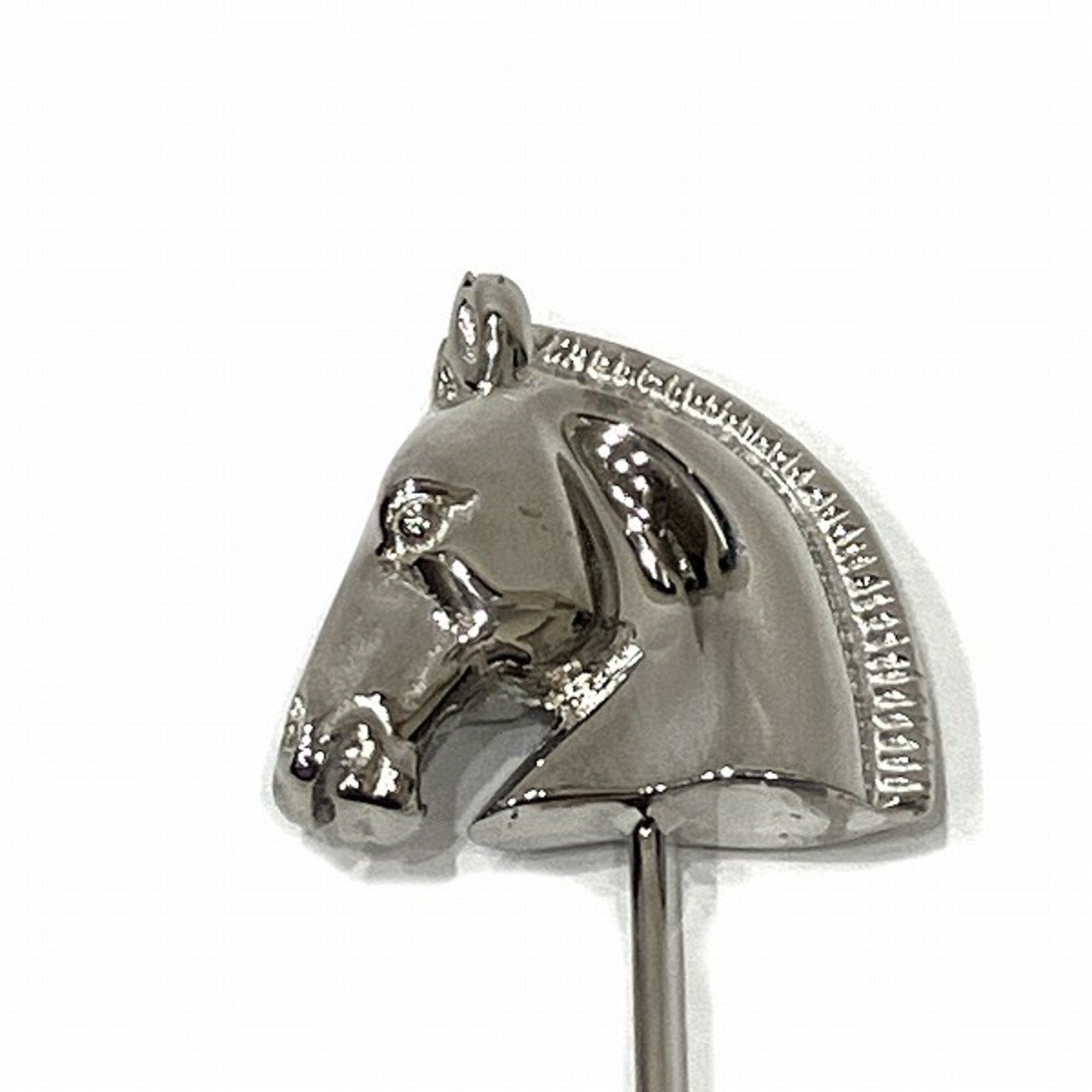 image of Hermes Horse Motif Pin Brooch Brand Accessories Unisex in Silver, Women's