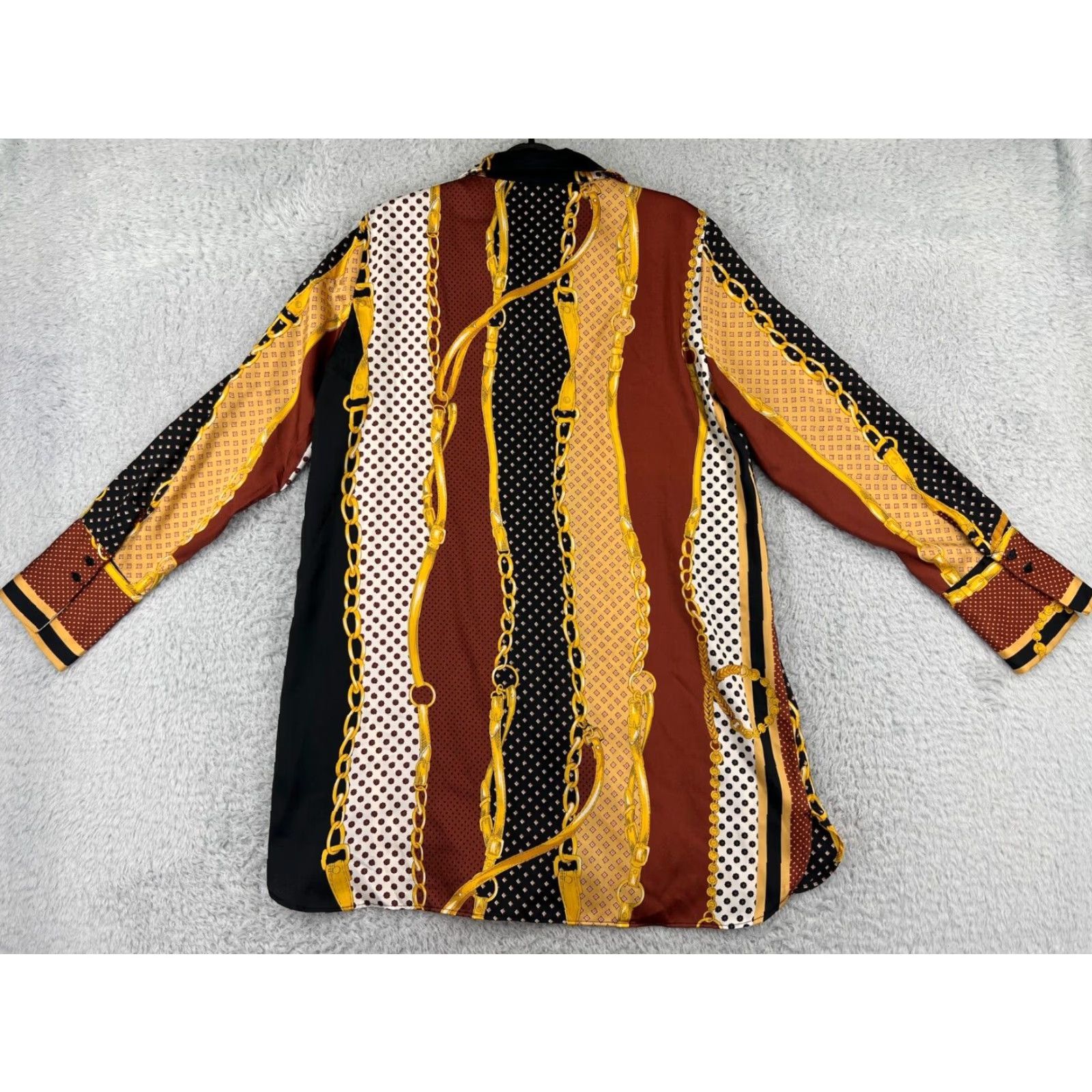 Zara Zara Shirt Womens Large Black Stripe Button-Up Collared Team Basic All Seasons Logo Ruffle 90s? Wait. Size L / US 10 / IT 46 - 2 Thumbnail