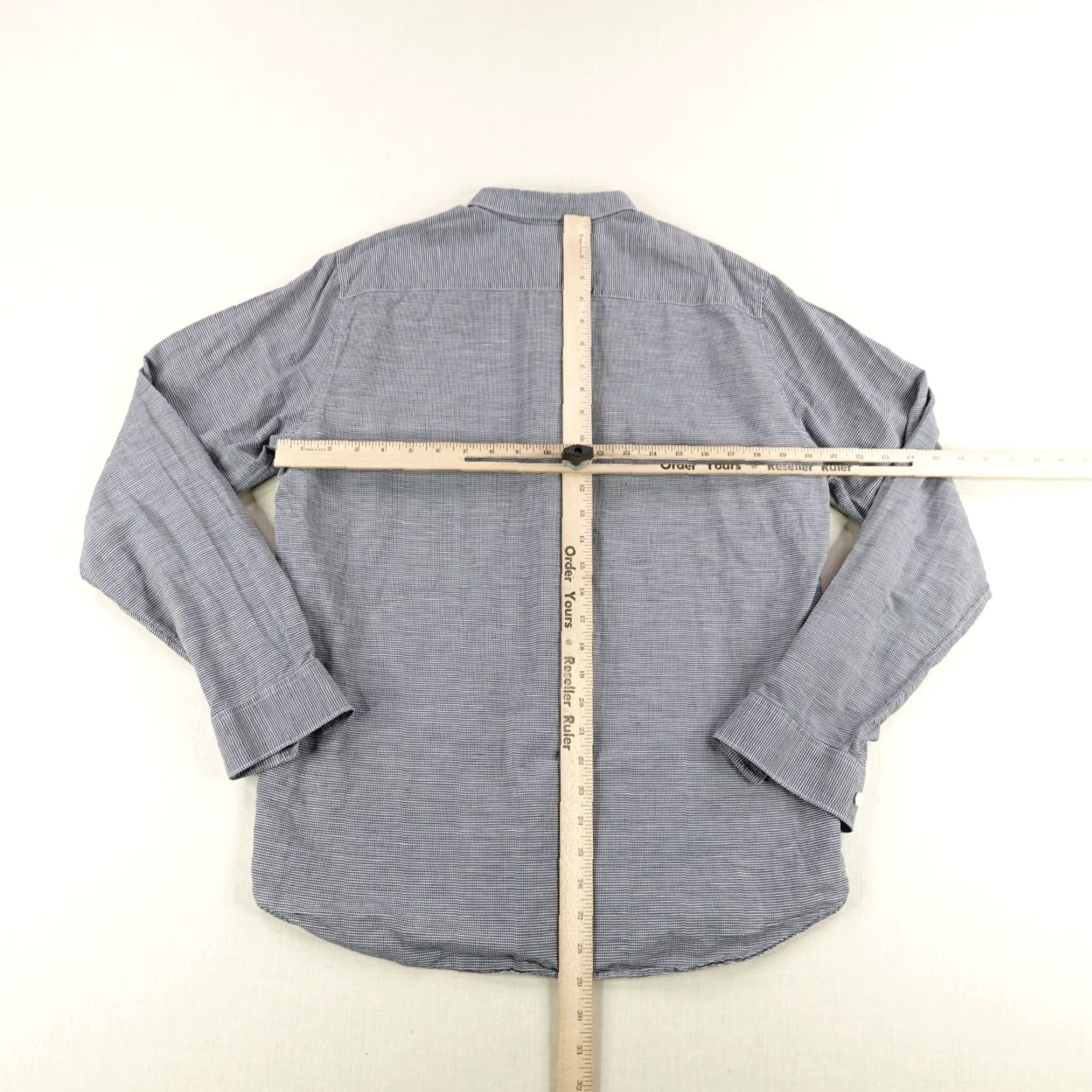 Theory VINTAGE Theory Button-Up Shirt Men Large Gray White Micro Checks Long Sleeve Linen Blend Size US L / EU 52-54 / 3 - 5 Thumbnail