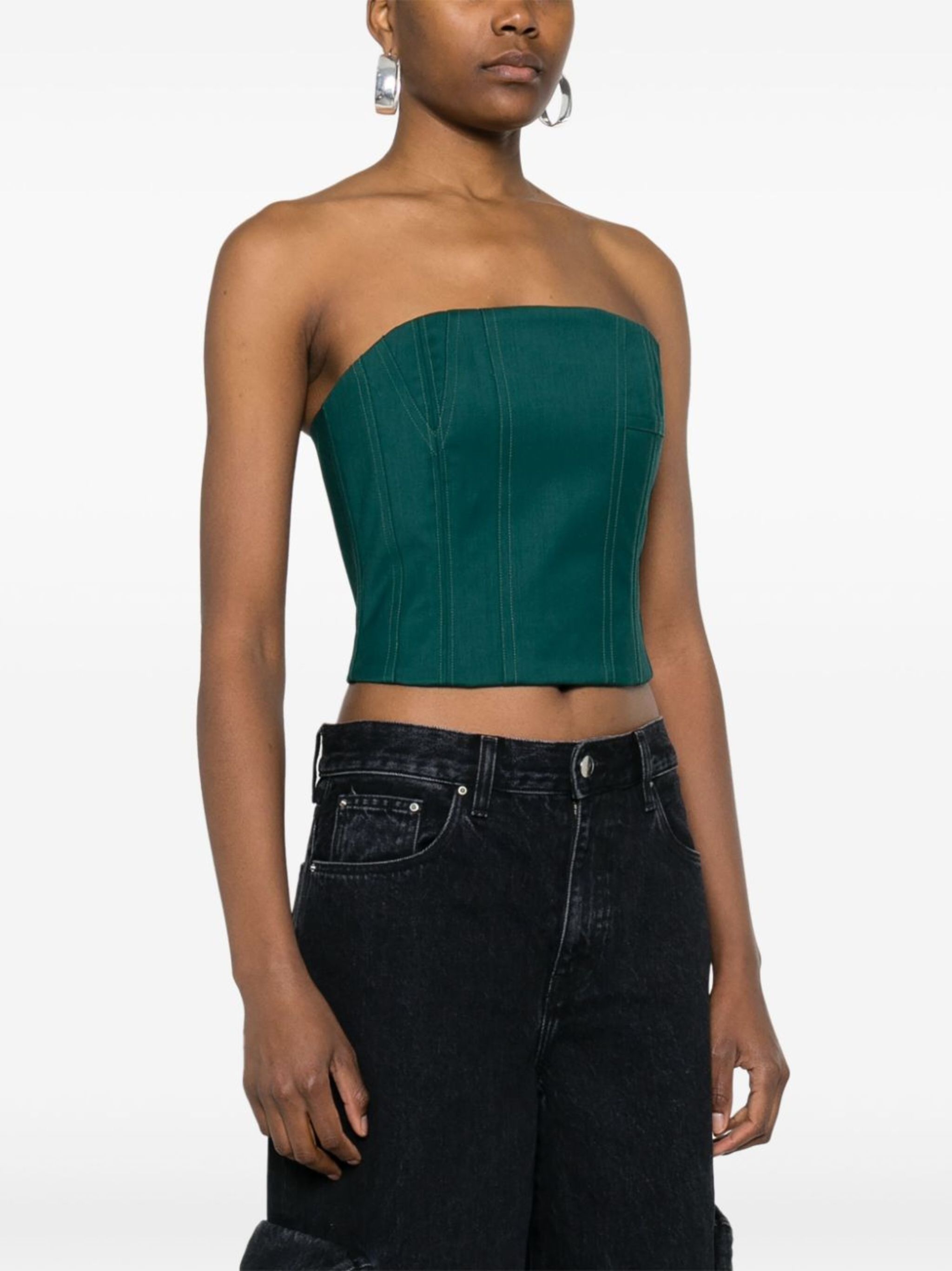 Amiri o1y0425 Crop Top in Green Size XS / US 0-2 / IT 36-38 - 3 Thumbnail