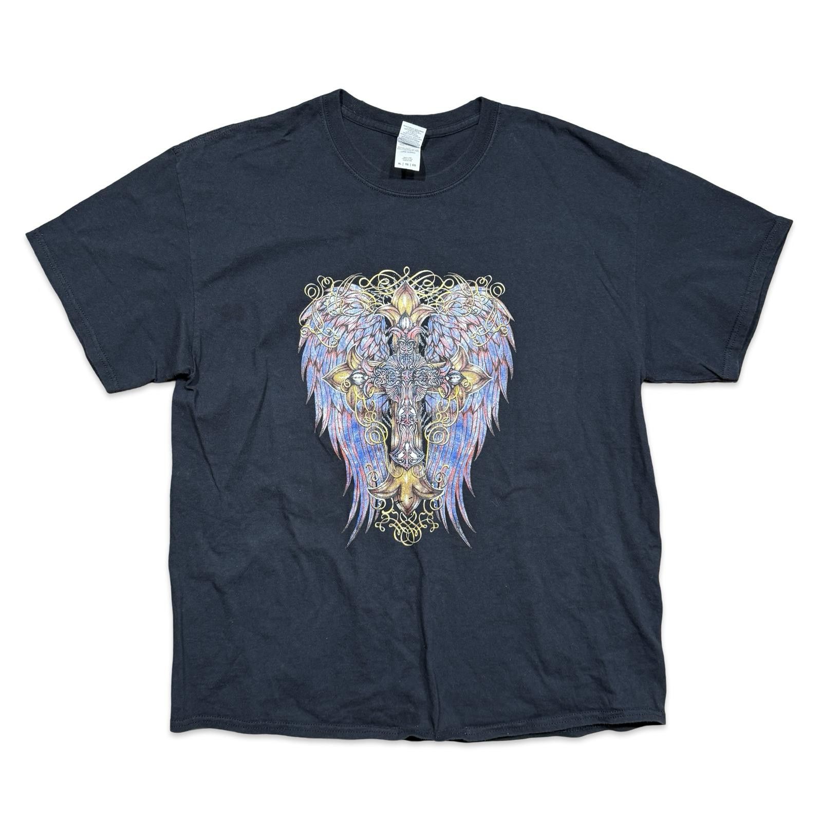 Gildan Y2K Angel Wings Grunge Graphic Tee Size US XL / EU 56 / 4 - 1 Thumbnail