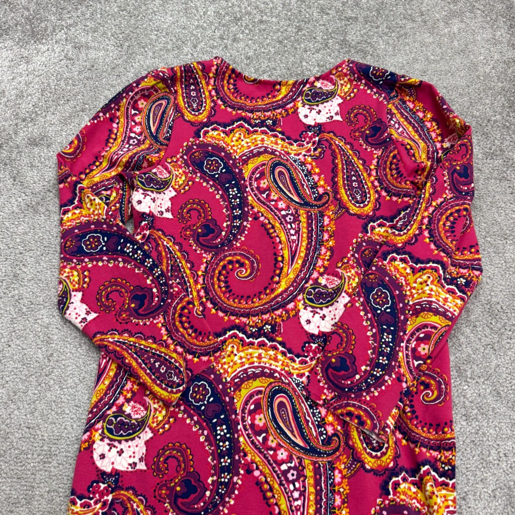 Lands' End Lands' End Paisley Ruffle Hem Shift Dress Womens XL Pink Long Sleeve Boho Casual Size XL / US 12-14 / IT 48-50 - 3 Thumbnail
