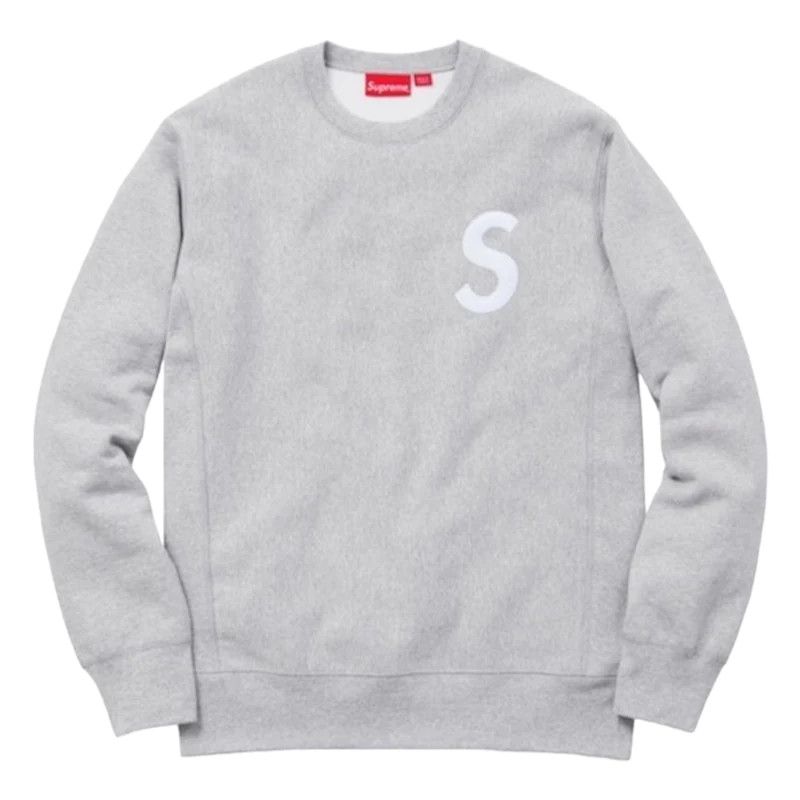 image of Supreme S Logo Crewneck Grey (Fw16), Men's (Size Small)