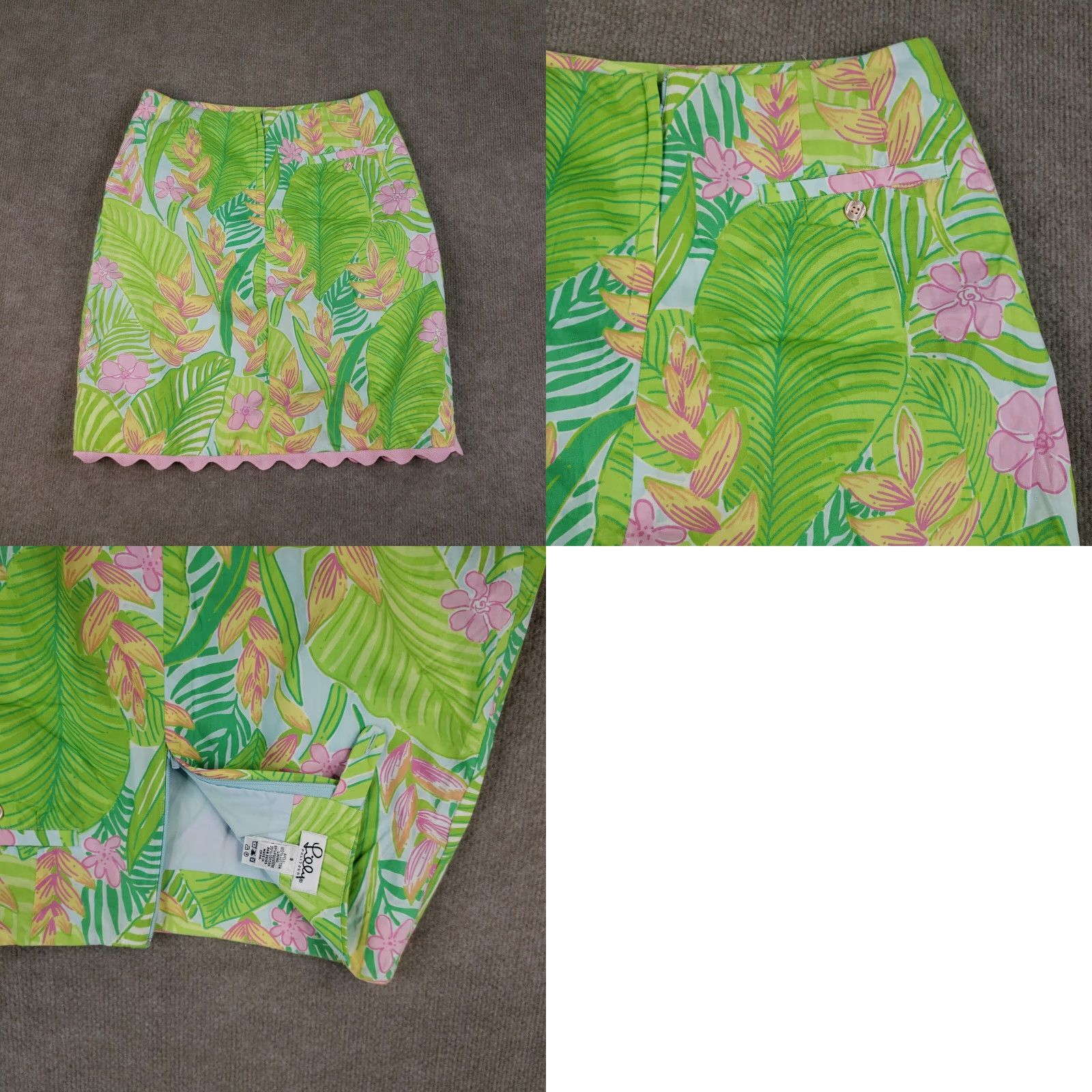 Lilly Pulitzer VINTAGE Lilly Pulitzer Skirt Women 8 Pink Floral Mini Short with Pockets Size 36" / US 14 / IT 50 - 8 Thumbnail