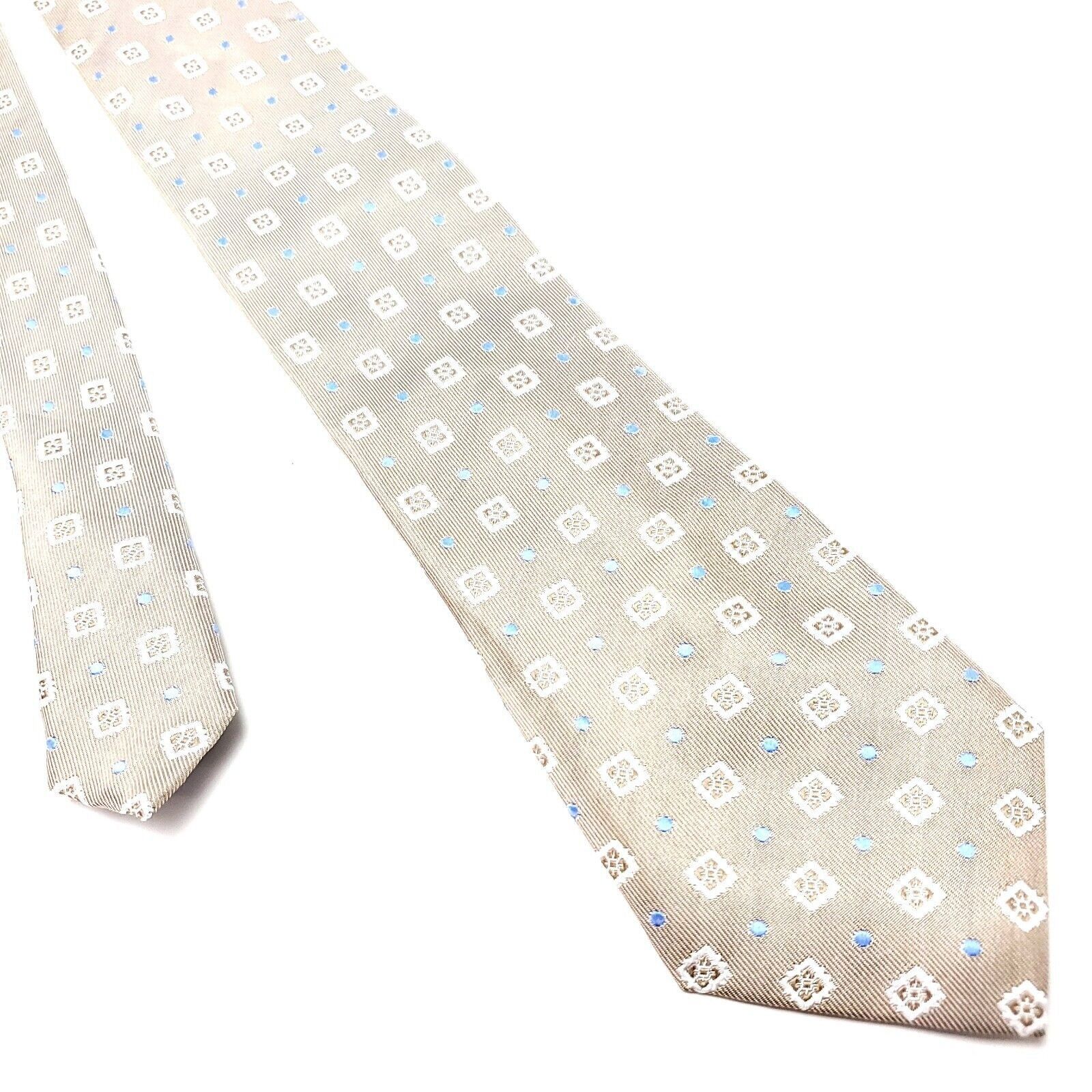 Tasso Elba Tasso Elba Beige Silk Tie Woven Geometric Size ONE SIZE - 1 Thumbnail