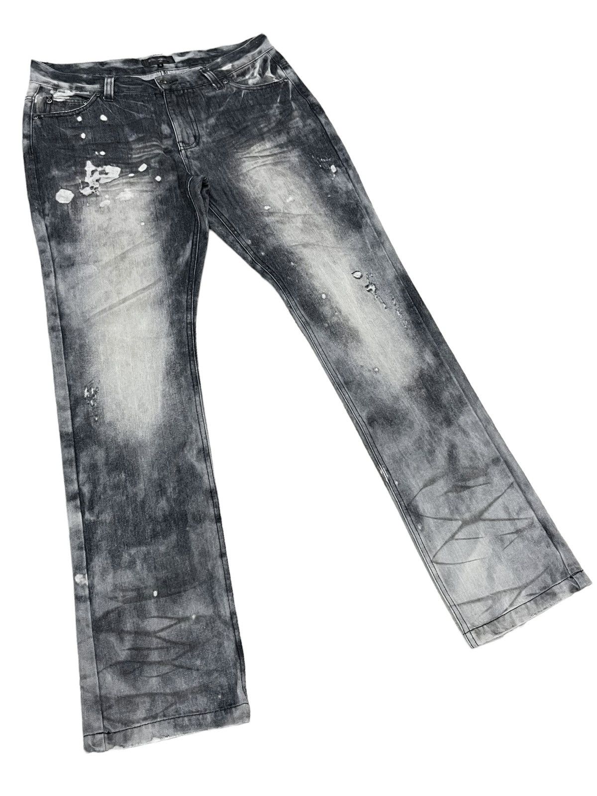 In The Attic 🔥IN THE ATTIC HOMME Punk Bleach Wash Smoke Distressed Denim Size US 32 / EU 48 - 5 Thumbnail