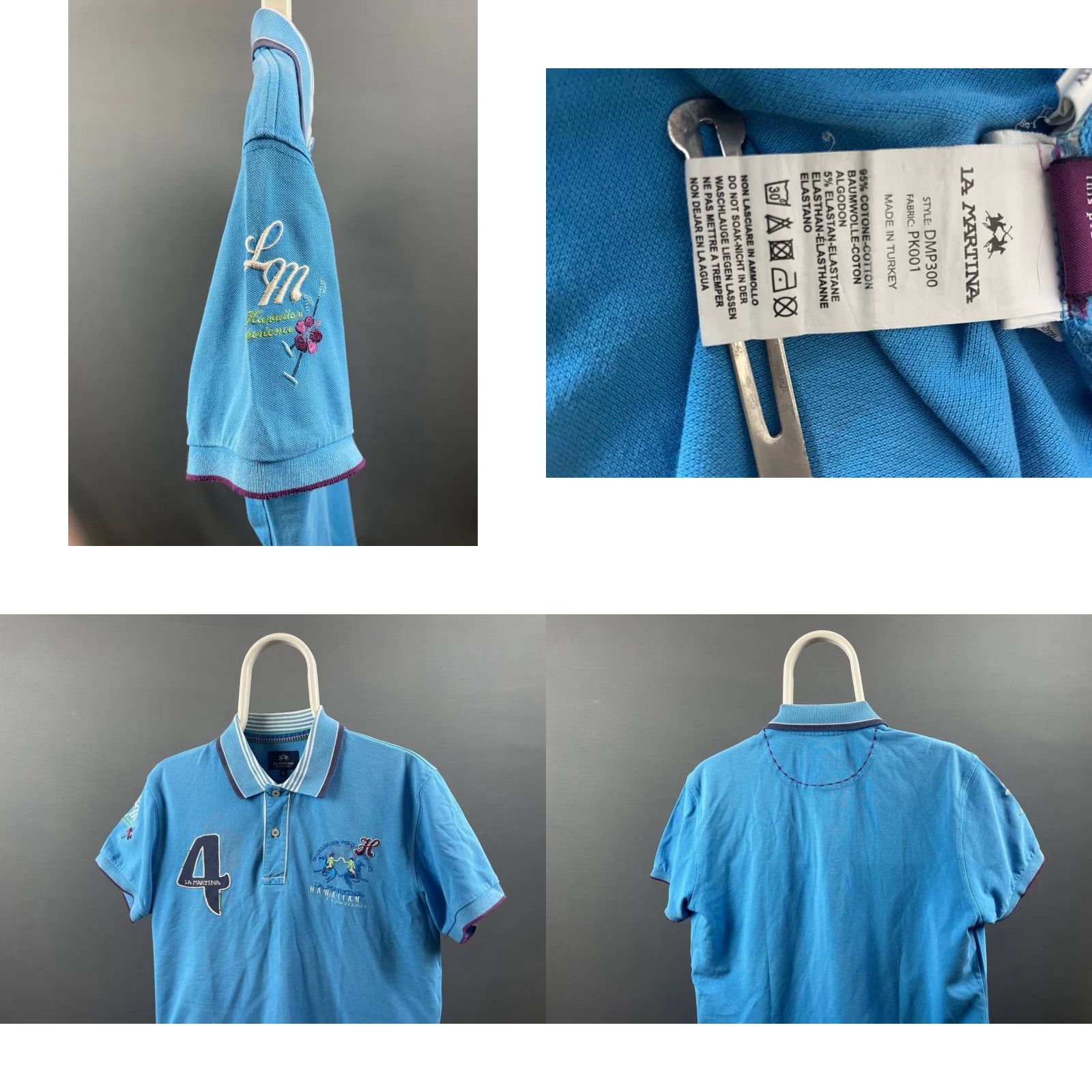 La Martina La Martina Polo Shirt Mens Blue Cotton Short Sleeve Slim-Fit L Polo Size US L / EU 52-54 / 3 - 8 Thumbnail
