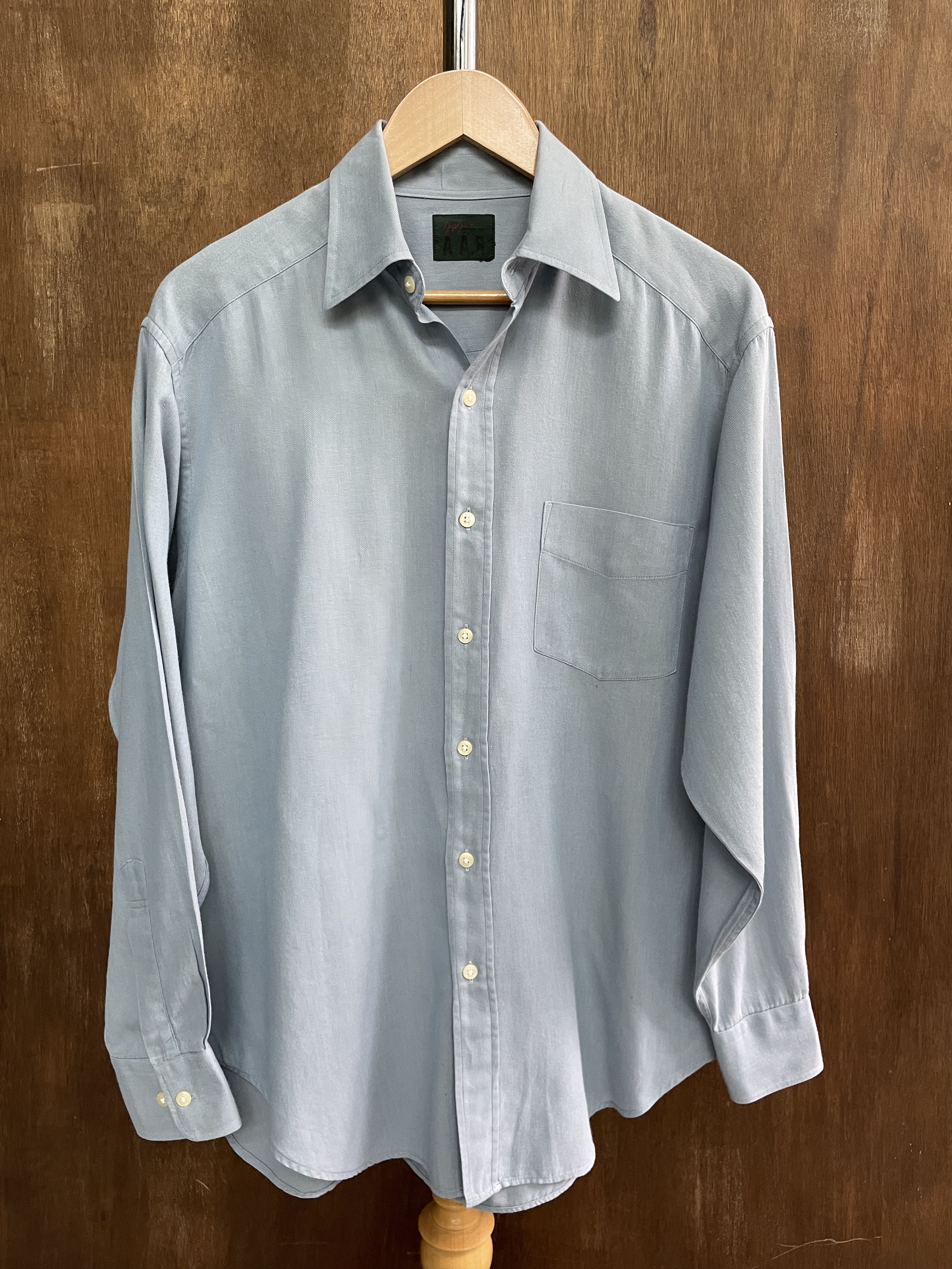 image of Yohji Yamamoto x YS For Men Blue Gray Yohji Durban Shirt, Men's (Size Medium)