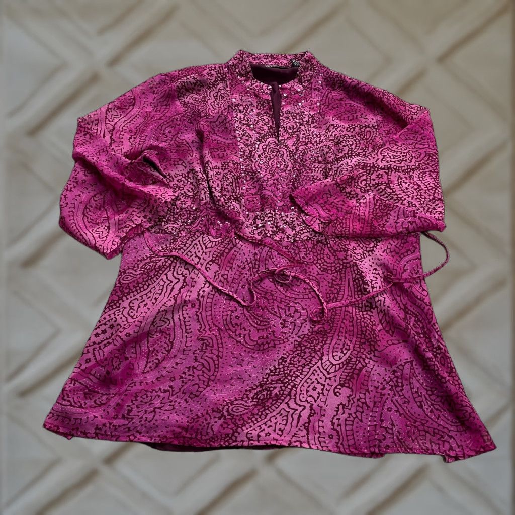 Vintage New York City Design Co. A-Line Dress Womens 3XL Purple Paisley Belted Casual Size XXL / US 16-18 / IT 52-54 - 1 Thumbnail