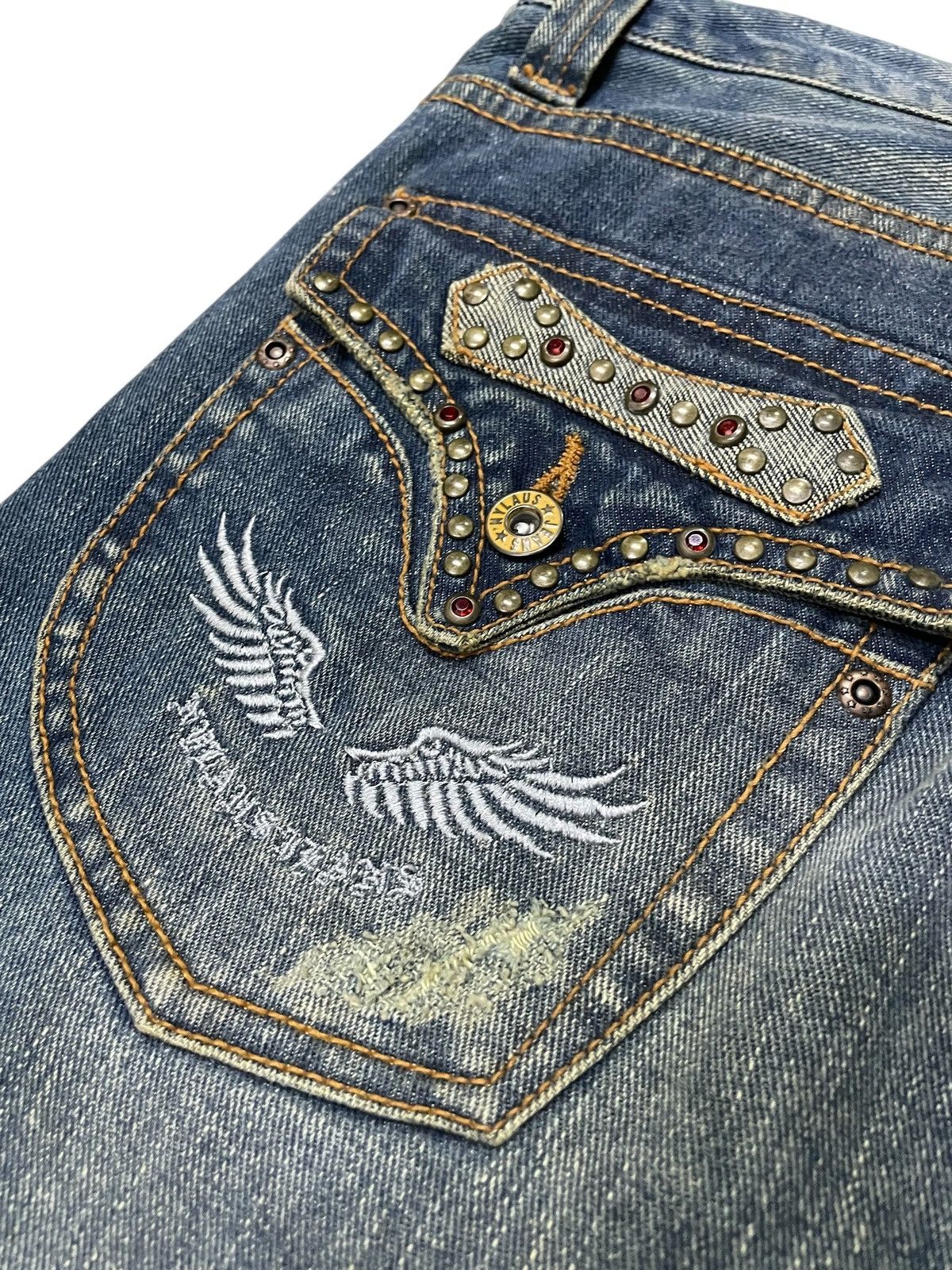 Hysteric Glamour × In The Attic Nylaus Japan Studded & Gems Claws Mark Spiral Flare Jeans Size US 32 / EU 48 - 22 Thumbnail