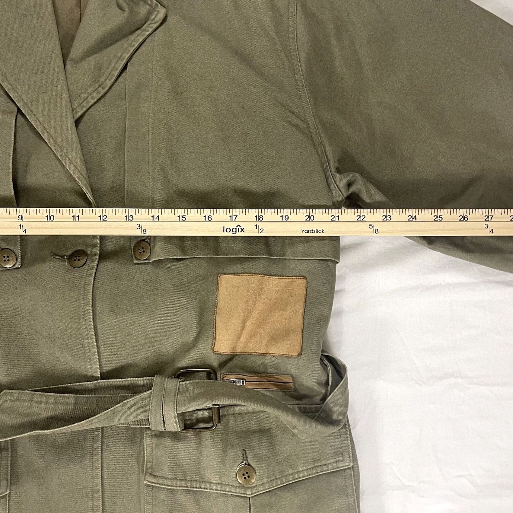 Olive Vintage Together! Womens 12 Tall Olive Green Duster Jacket Trench Coat Army 80s Size XL / US 12-14 / IT 48-50 - 4 Thumbnail