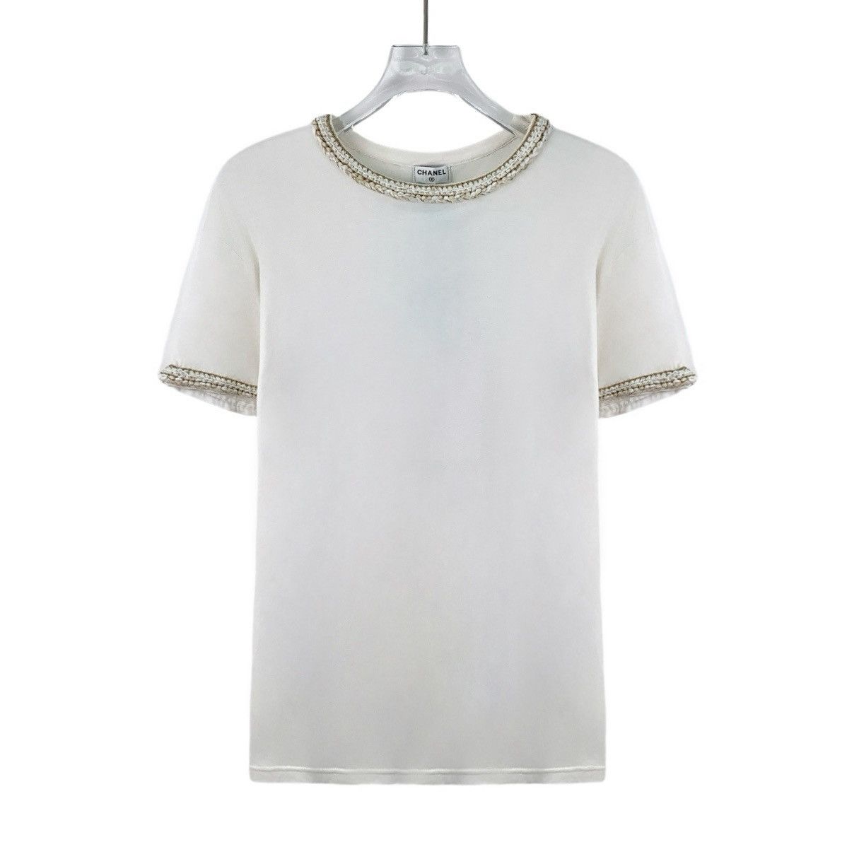 Chanel Chanel White Trim Woven Short Sleeve T-shirt K26WX Size XS / US 0-2 / IT 36-38 - 1 Thumbnail
