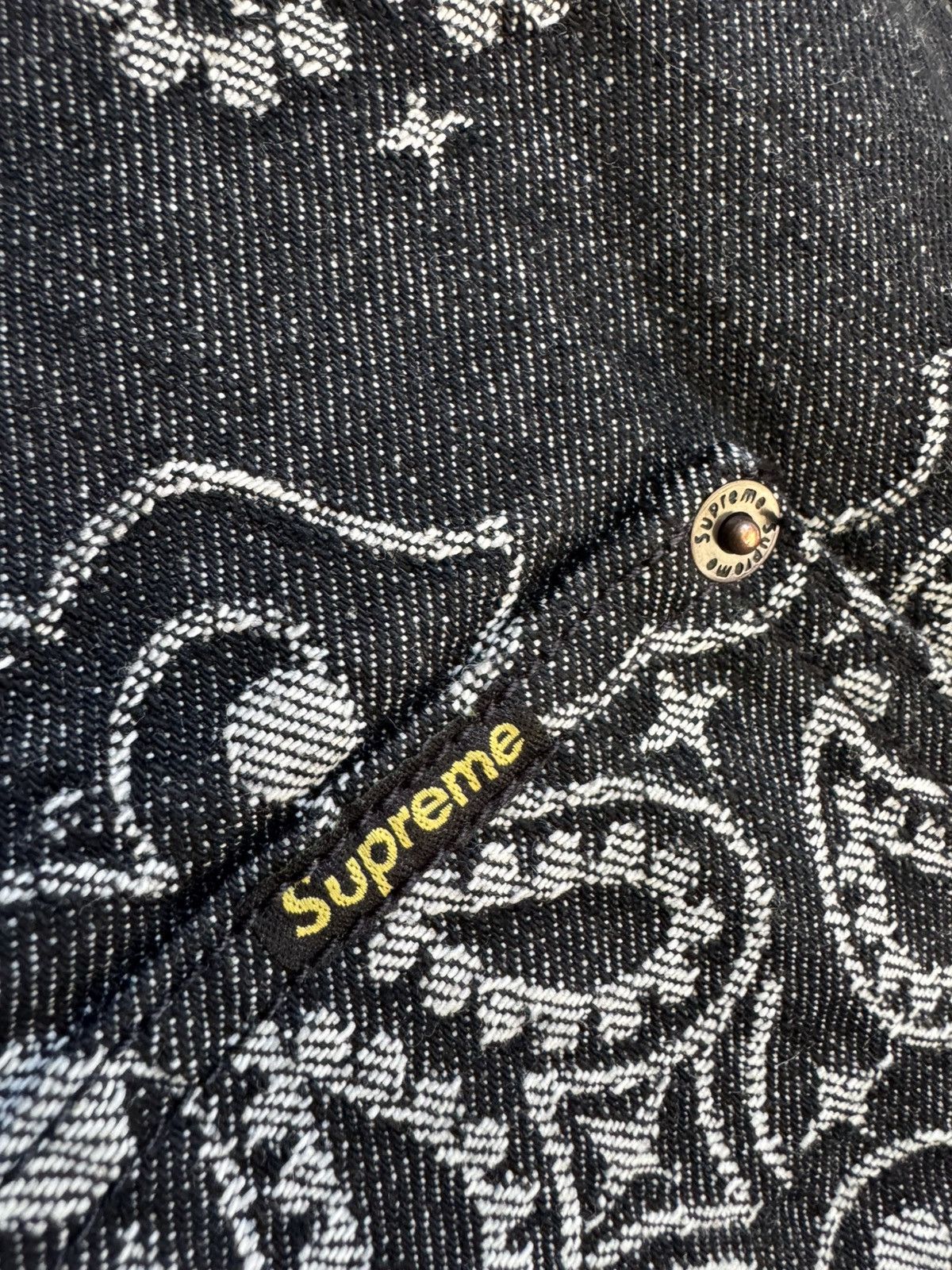 Supreme Supreme Bandana Jacquard Denim Hooded Work Jacket Black Size US L / EU 52-54 / 3 - 9 Thumbnail