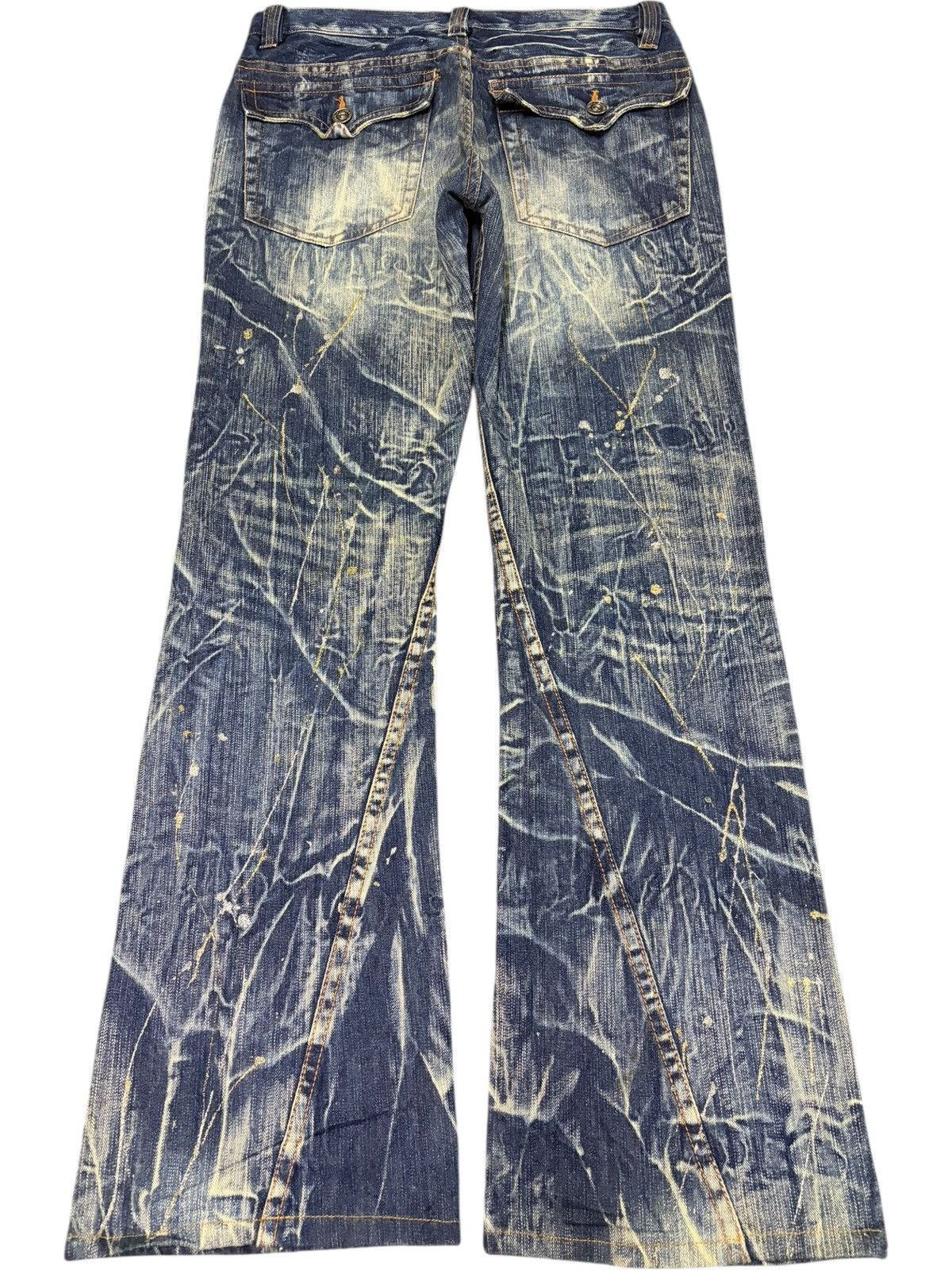 If Six Was Nine Vintage Japanese Brand Rusty Wash Distress Flare Jeans Size US 31 - 2 Thumbnail