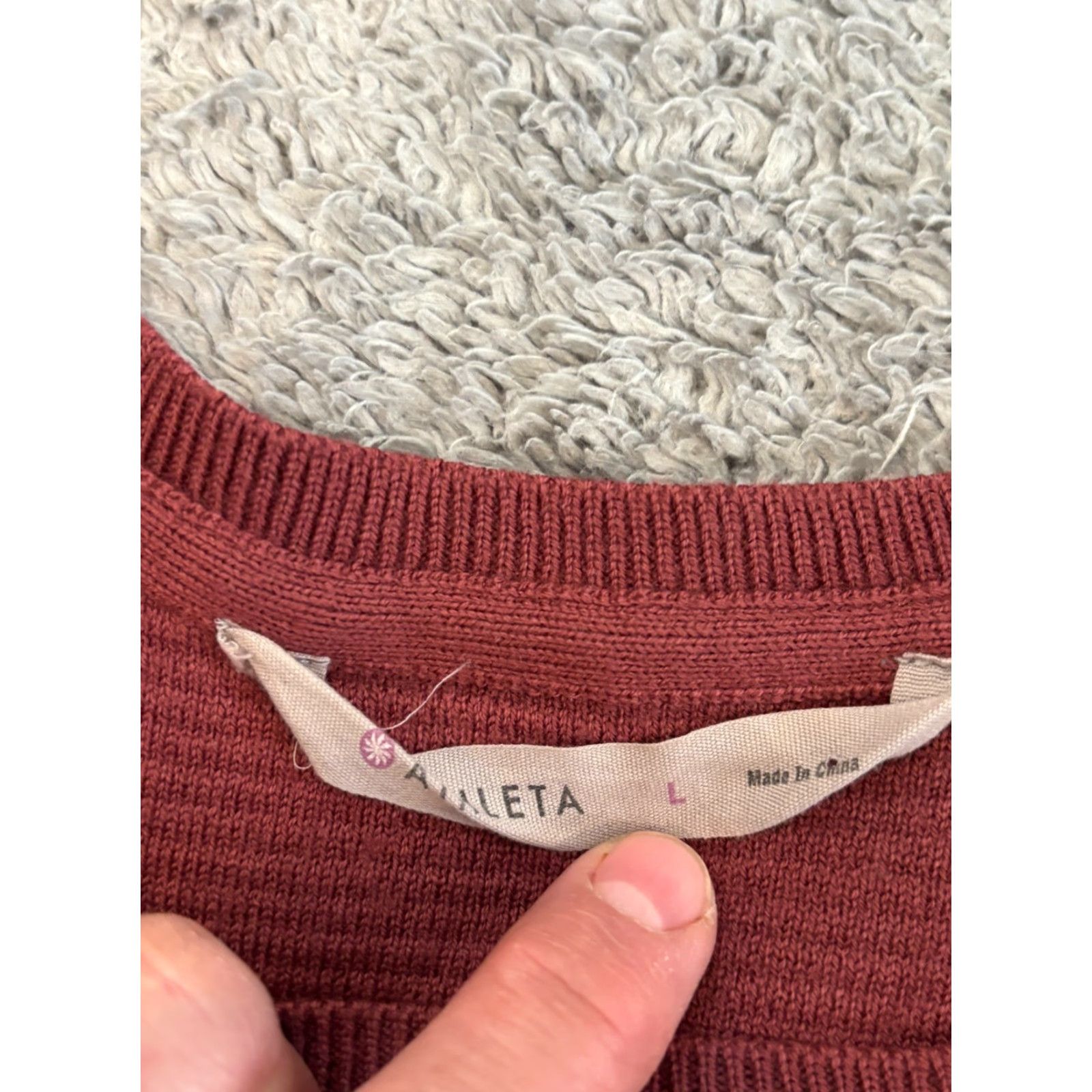 Athleta Athleta Thermal Honeycomb Sweater Waffle Knit Merino 870515 Womens Large Maroon Size L / US 10 / IT 46 - 2 Thumbnail