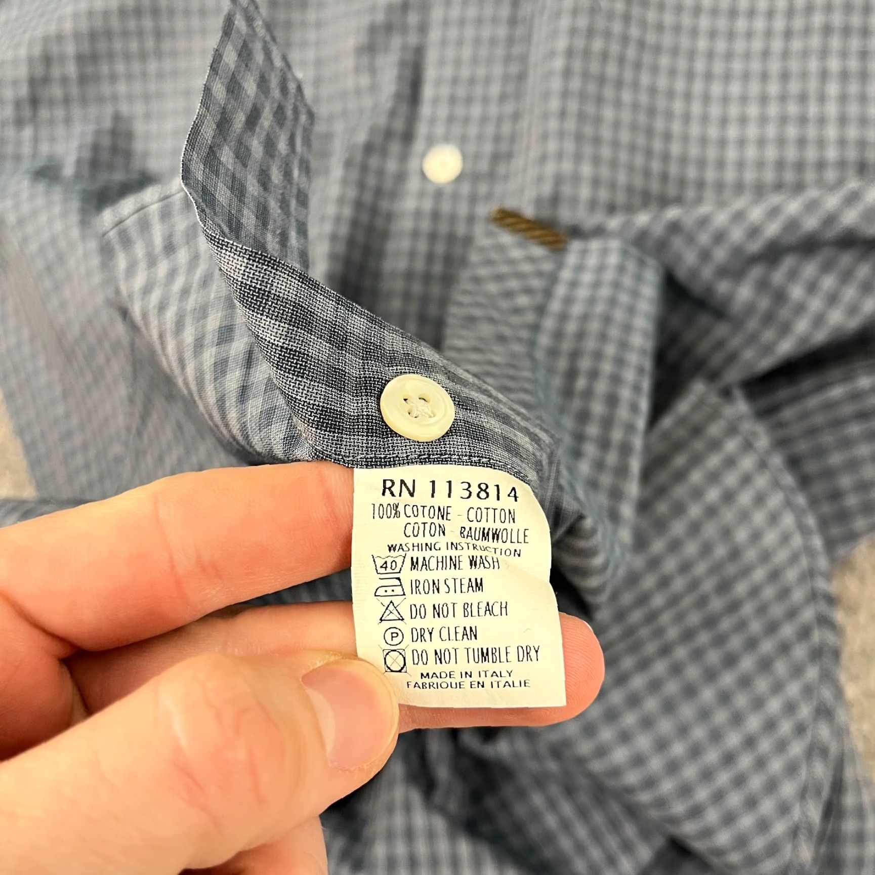 Billy Reid Billy Reid Shirt Mens Large Blue Gray Check Button-Up Long Sleeve Cotton Size US L / EU 52-54 / 3 - 7 Thumbnail