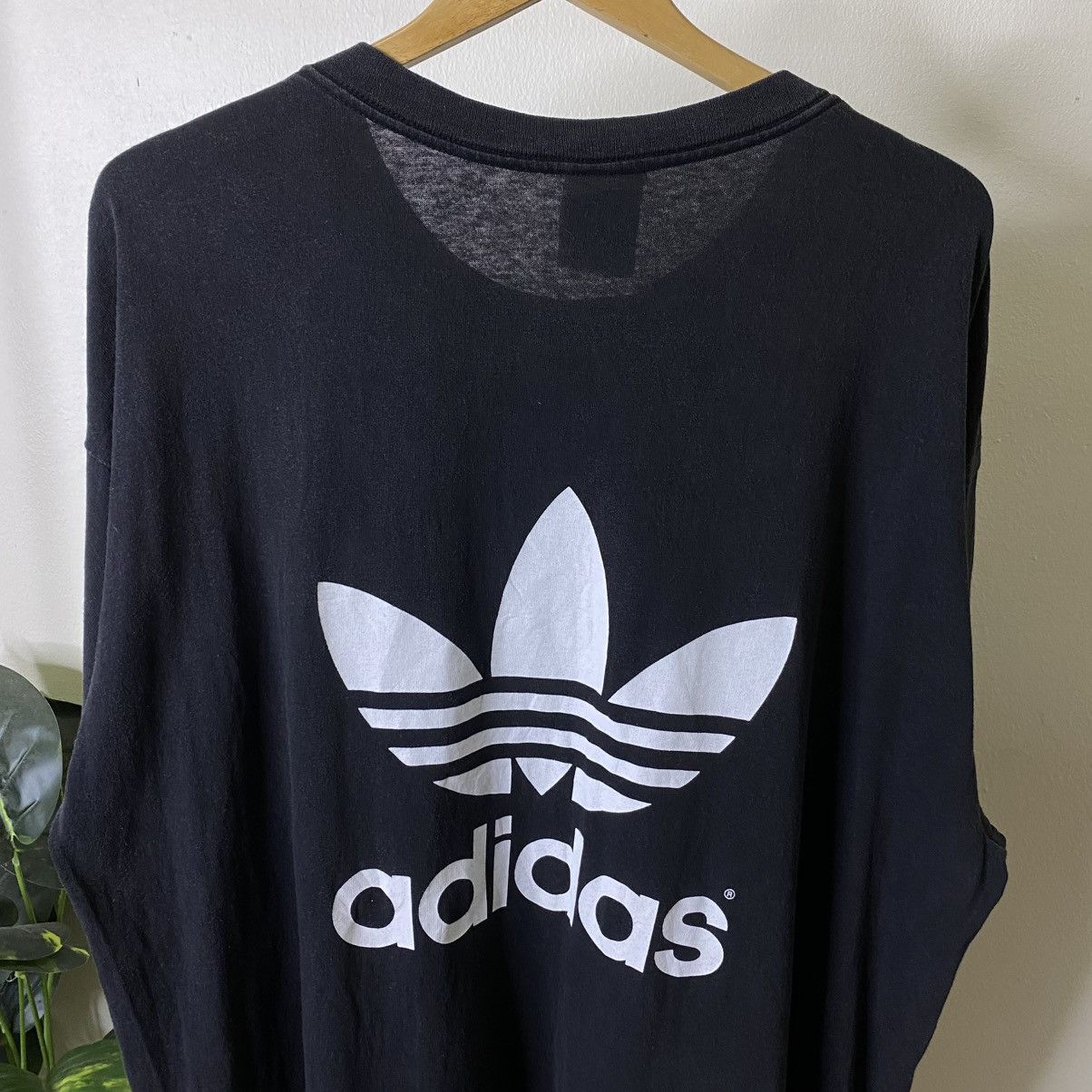 Adidas 1990s Adidas Double Sided Graphic Faded Black T Shirt Size US XXL / EU 58 / 5 - 7 Thumbnail