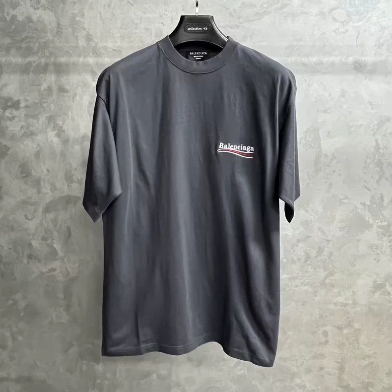 Balenciaga Balenciaga Graphite Gray Embroidered Cola Round Neck Short Size US S / EU 44-46 / 1 - 1 Thumbnail