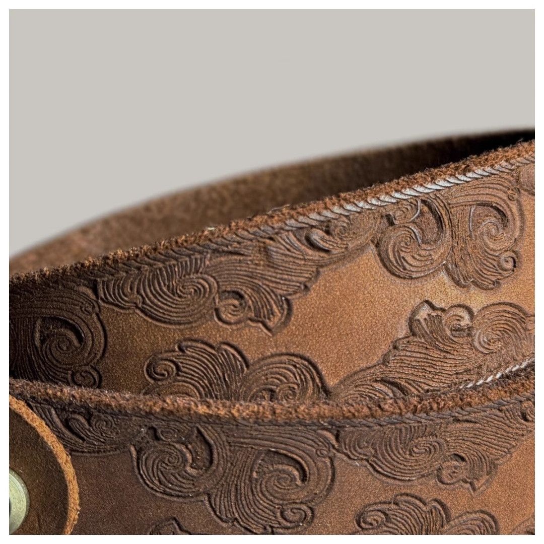 Designer × Leather Copper Buckle Classic Retro Belt Size ONE SIZE - 4 Thumbnail