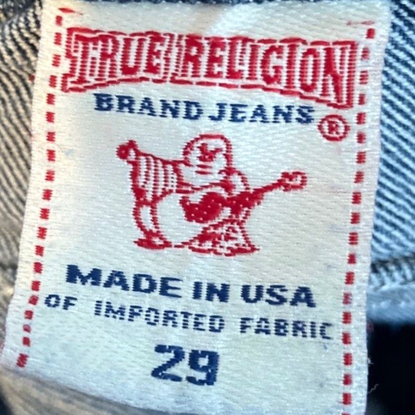 True Religion True Religion Jeans Womens Blue Low Rise Straight Leg Embroidered 100% Cotton 29 Size 29" - 5 Thumbnail