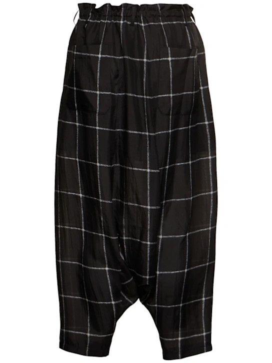 Yohji Yamamoto o1lsvrm0525 Plaid Silk Pants in Black Size US 38 / EU 54 - 2 Thumbnail