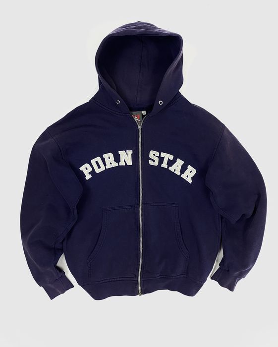Vintage Vintage 90s PornStar Rare Faded Archive Zip Hoodie Rare Logo