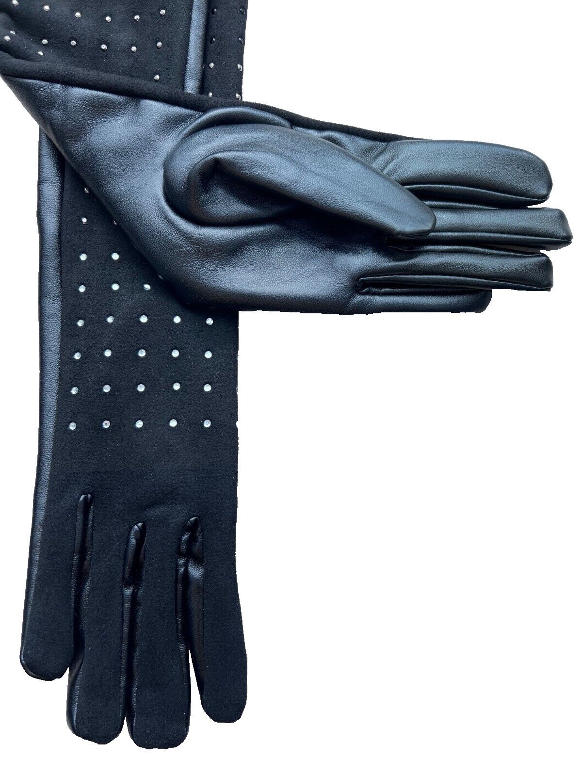 Bcbgmaxazria BCBG Long Faux Suede Leather Studded Gloves Black ( M ) Size ONE SIZE - 2 Thumbnail