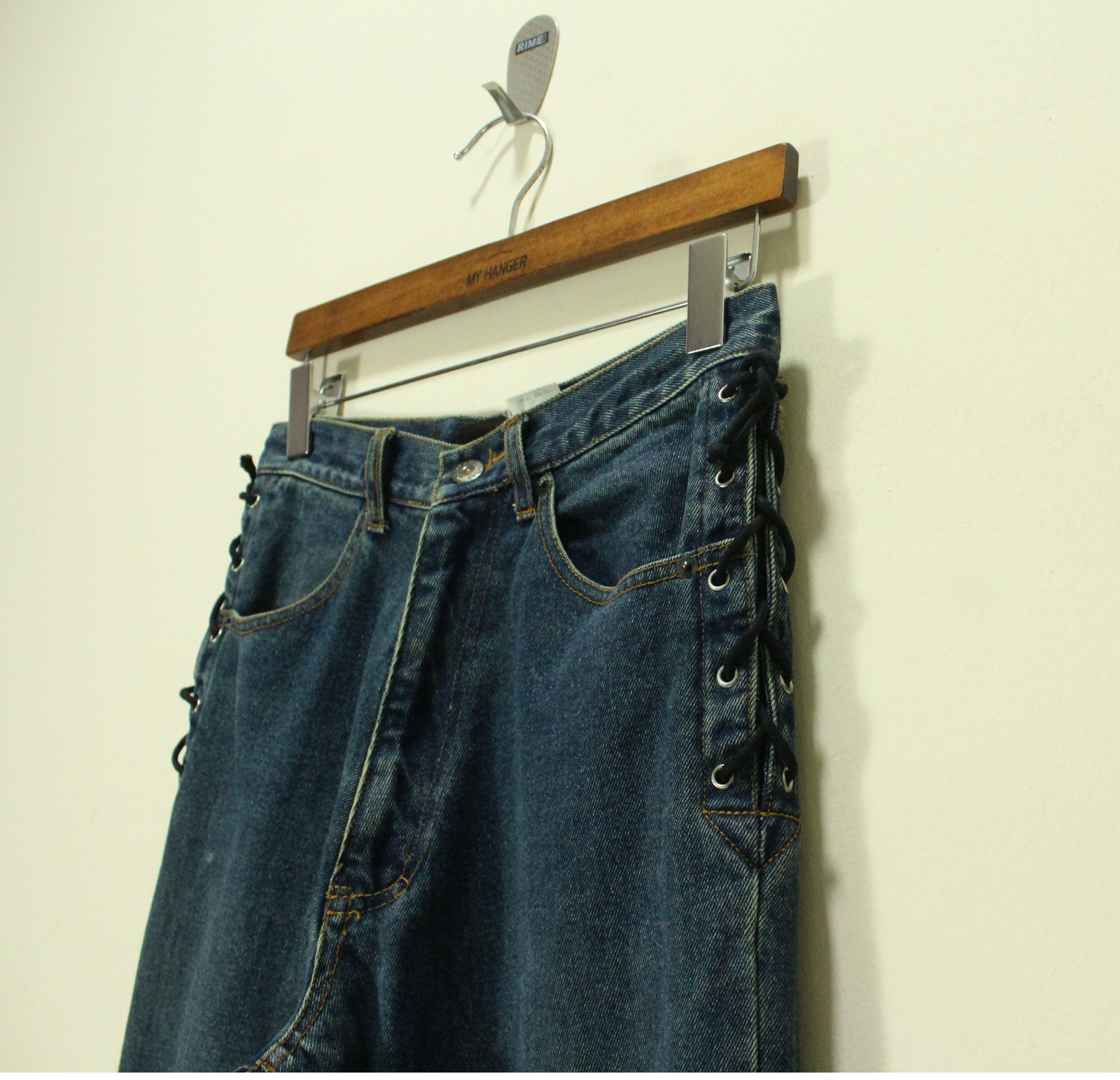 Harley Davidson Lace Up Sided HARLEY DAVIDSON Denim Distressed Jeans Size 28" / US 6 / IT 42 - 1 Thumbnail