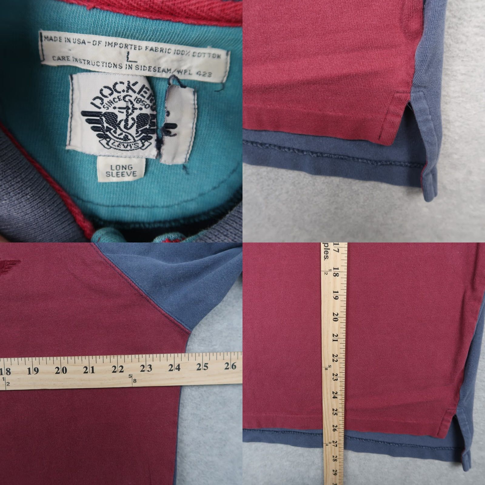 Dockers VINTAGE Dockers Rugby Shirt Mens Large Blue Red Padded Made in USA 90s Size US L / EU 52-54 / 3 - 8 Thumbnail