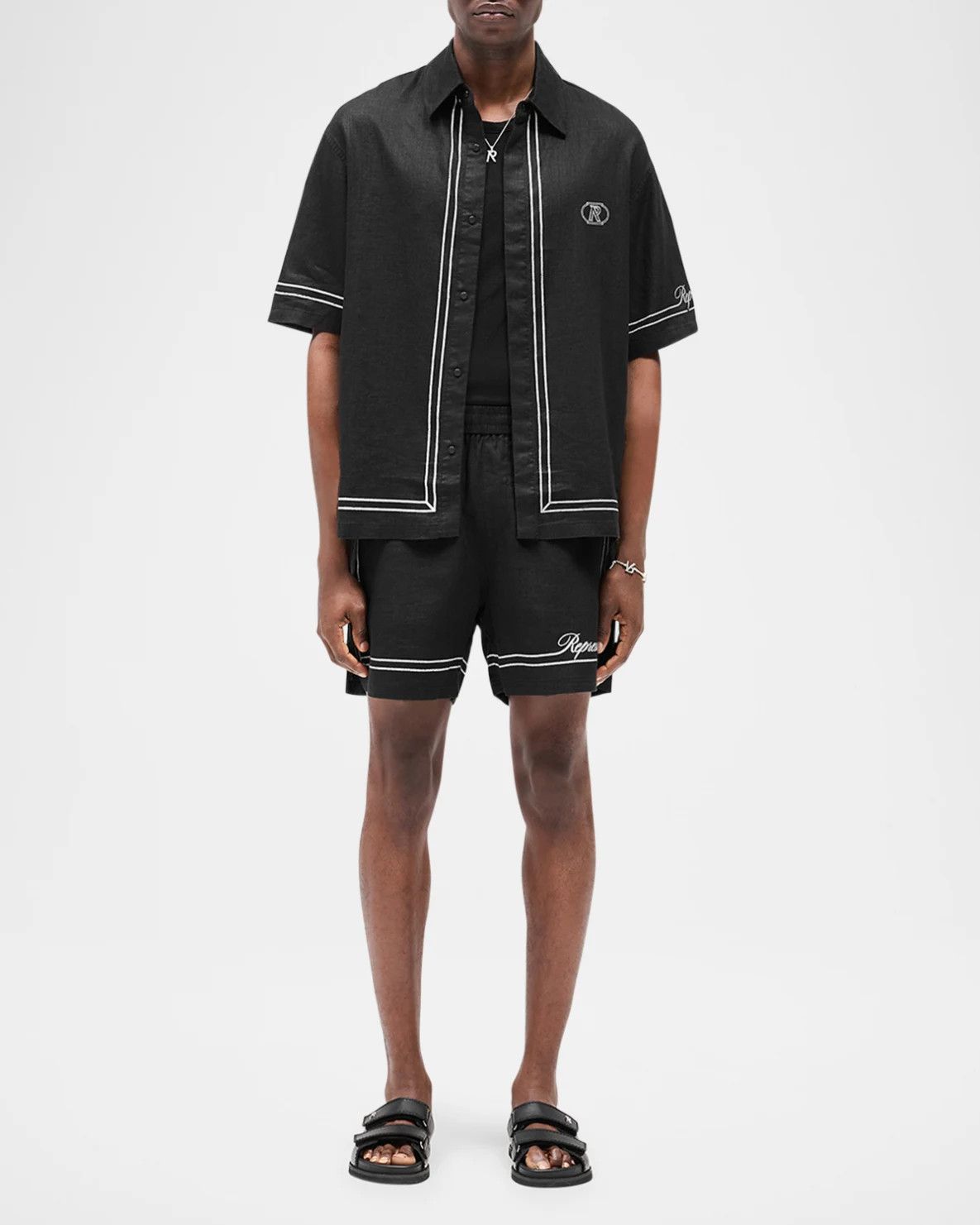 Represent Clo. o1mle1125 Border Short in Black Size US 28 / EU 44 - 2 Thumbnail