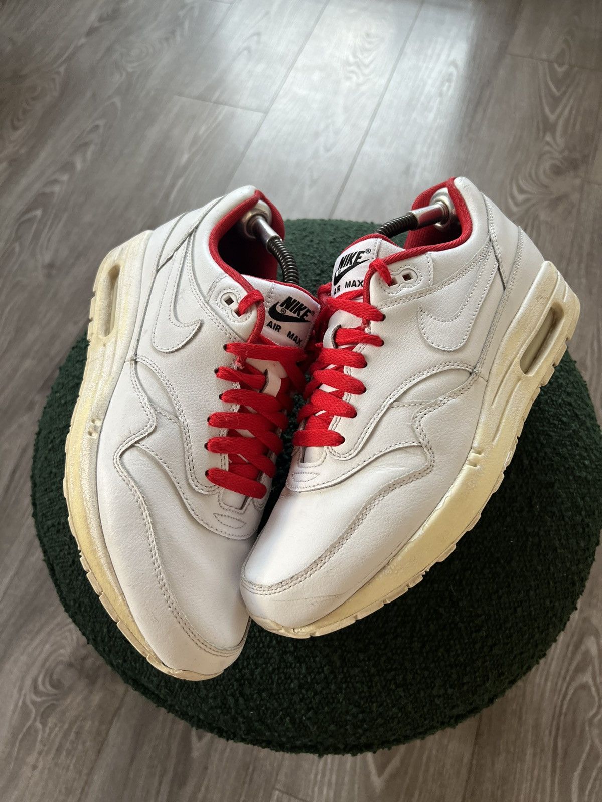 Nike ‼️Rare Nike ID Air Max 1 White/Red “Giga Nord” Sneakers‼️ Size US 9.5 / EU 42-43 - 5 Thumbnail