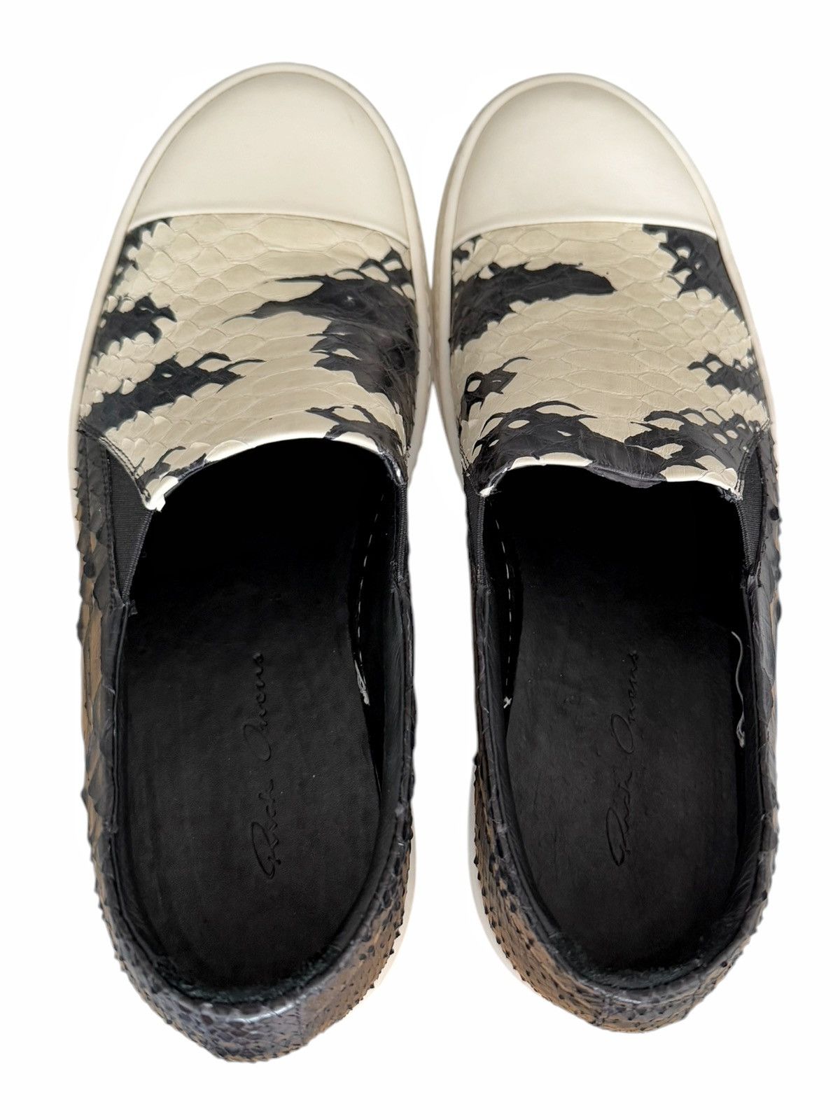 Rick Owens × Rick Owens Drkshdw RARE Black White Python Snakeskin Ramones Size US 10 / EU 43 - 4 Thumbnail