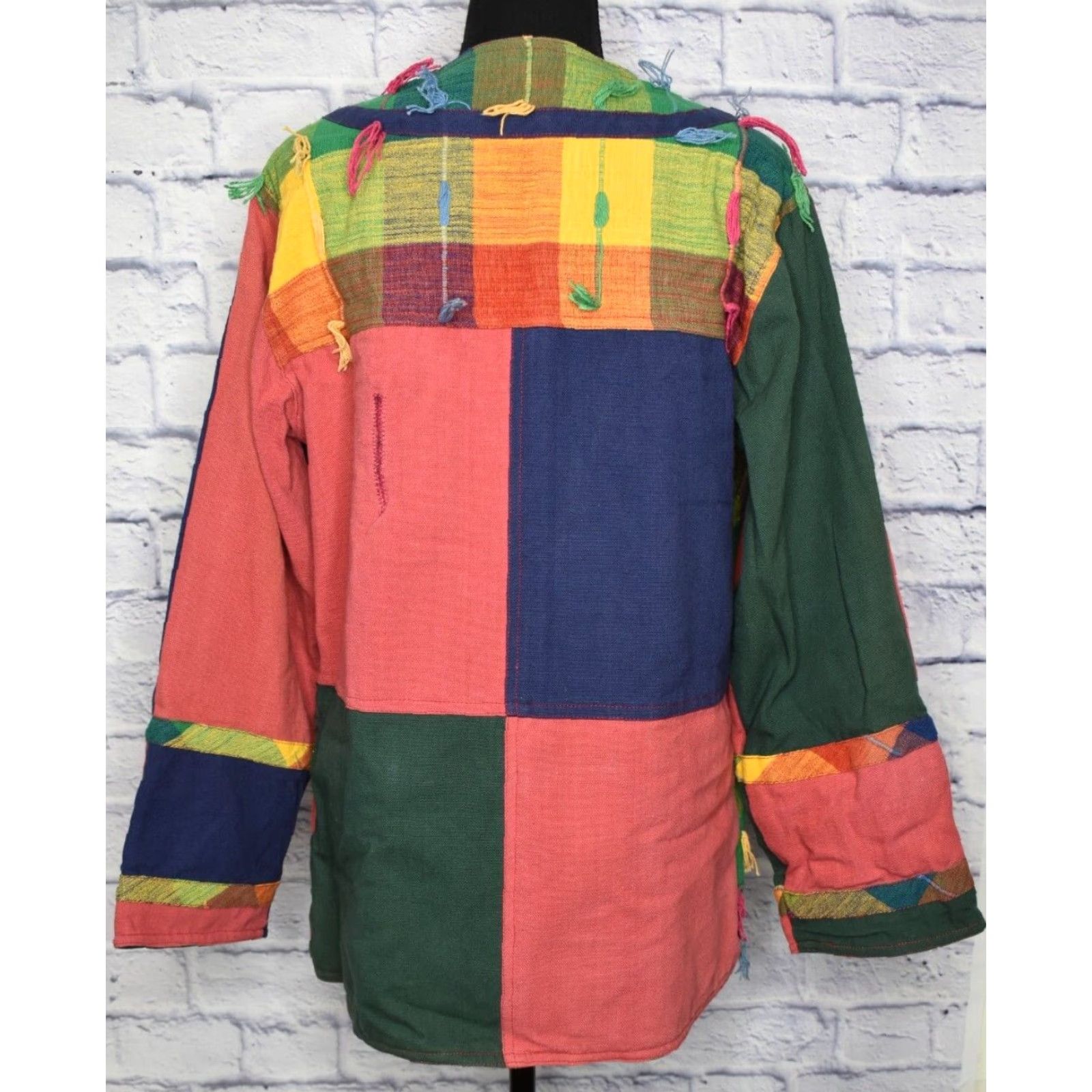 Vintage Open Front Jacket Boho Wearable Art Patchwork Beaded Coloful Medium Size M / US 6-8 / IT 42-44 - 4 Thumbnail